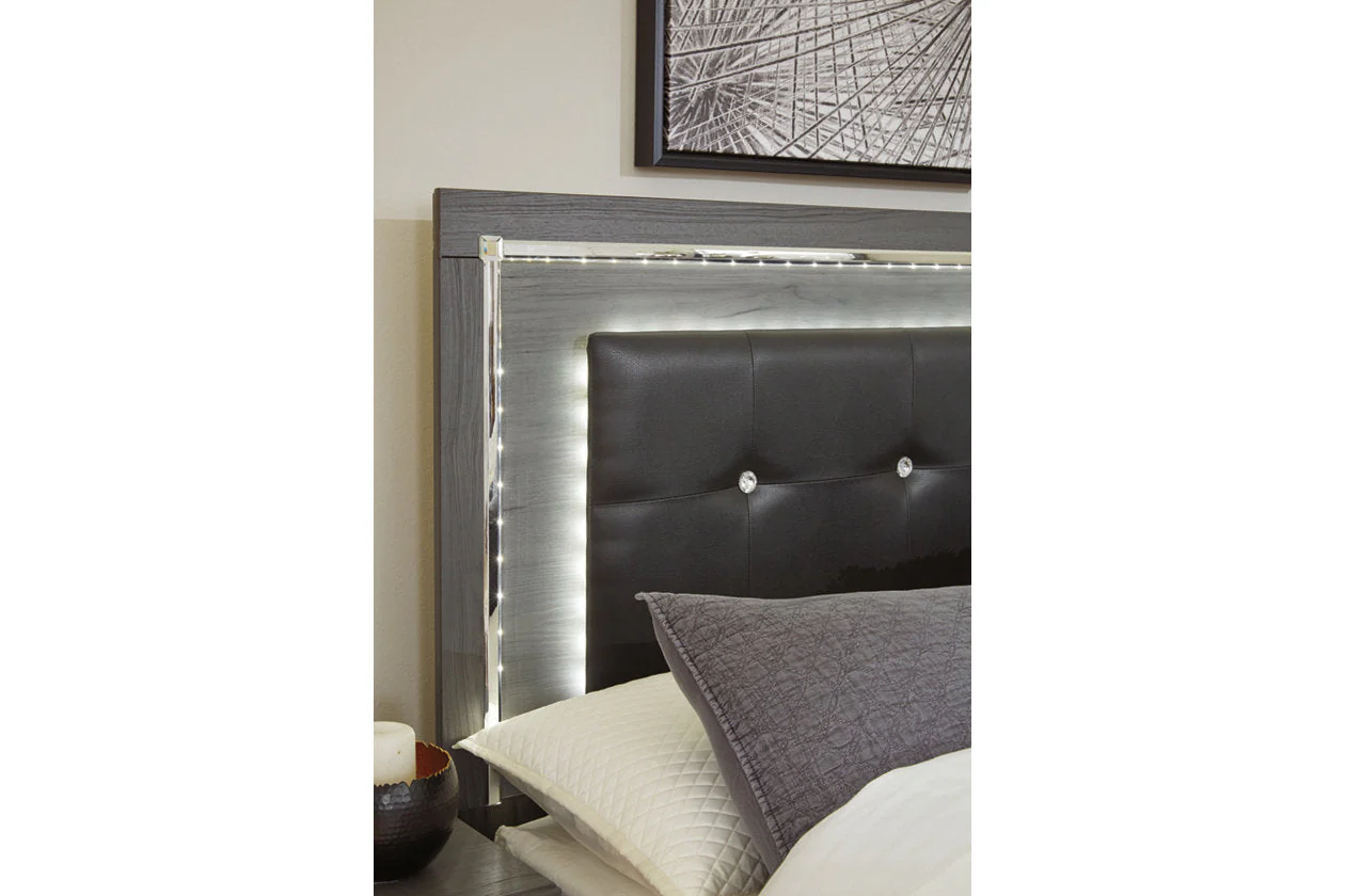Lodanna Gray Full LED Upholstered Panel Bed - Image 5