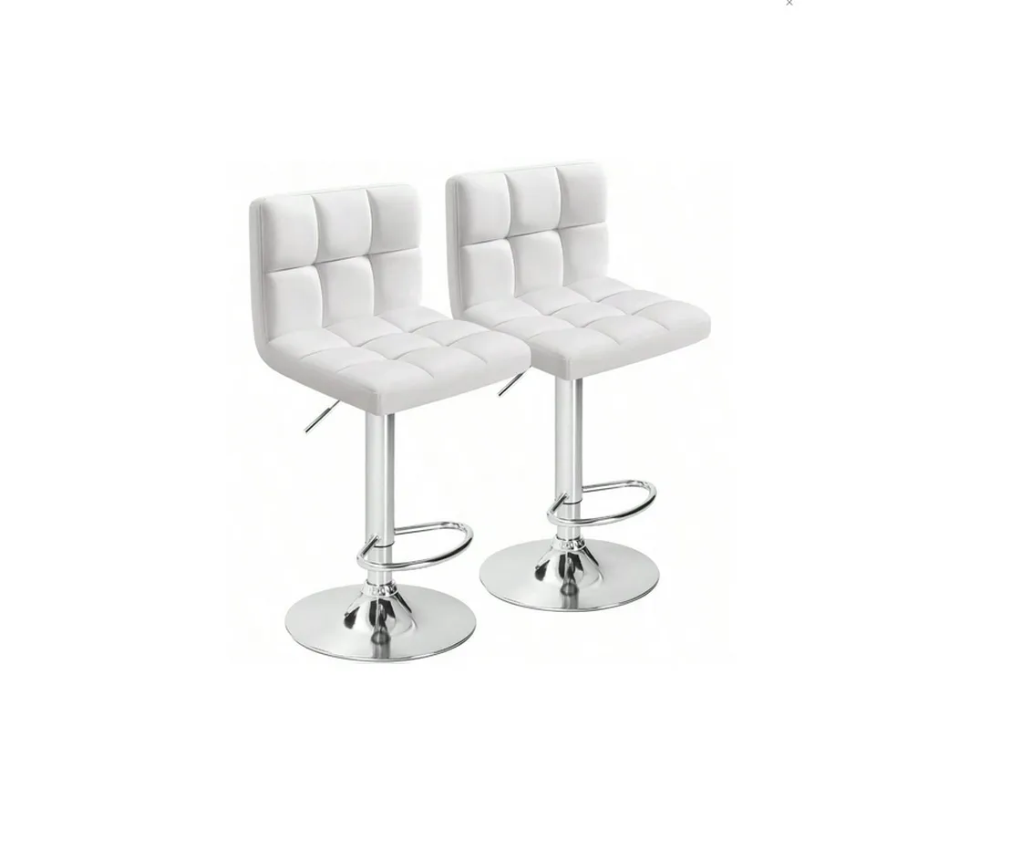 Loftline White Adjustable Barstool (Set of 2)