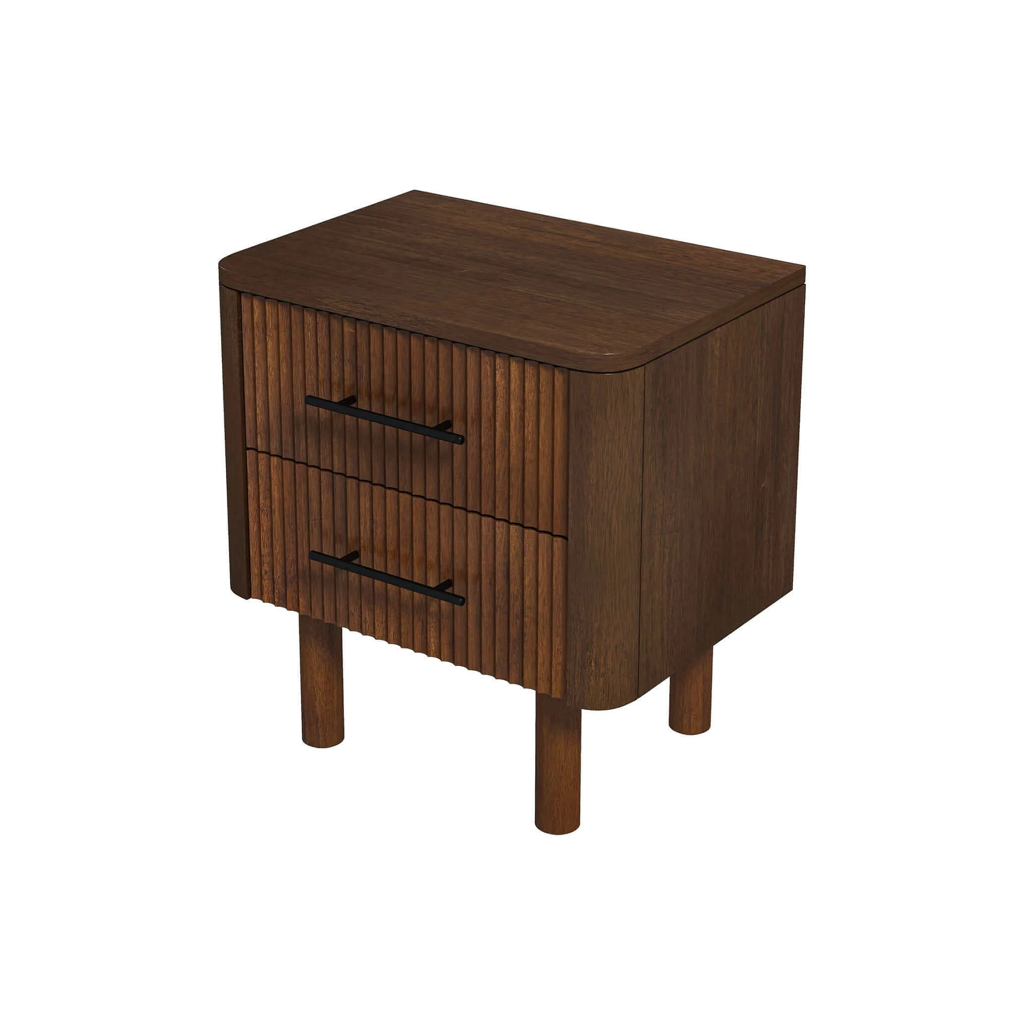 Logan Mid Century Modern Walnut Nightstand Bed Side Tables With 2 Drawers - Image 3