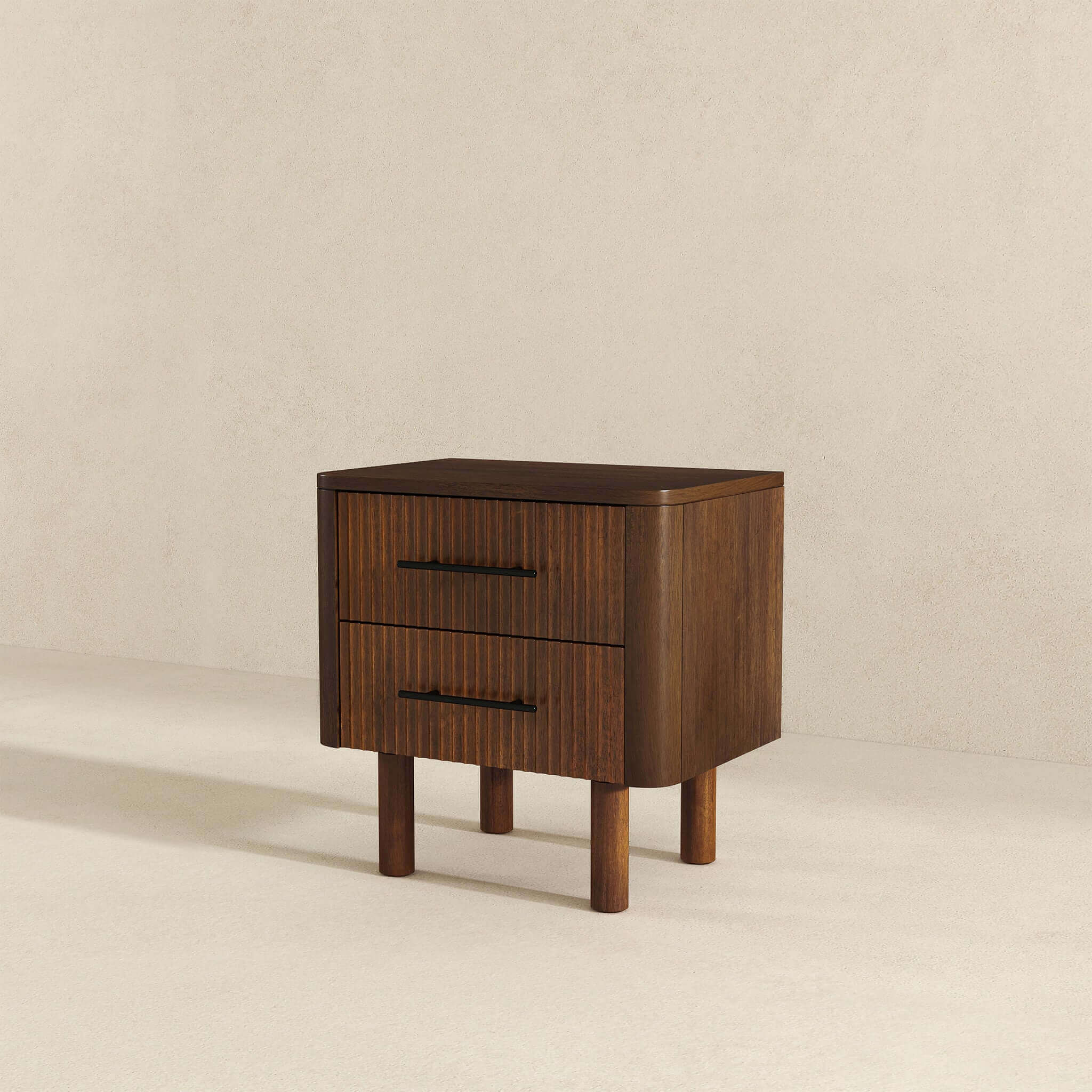 Logan Mid Century Modern Walnut Nightstand Bed Side Tables With 2 Drawers - Image 5
