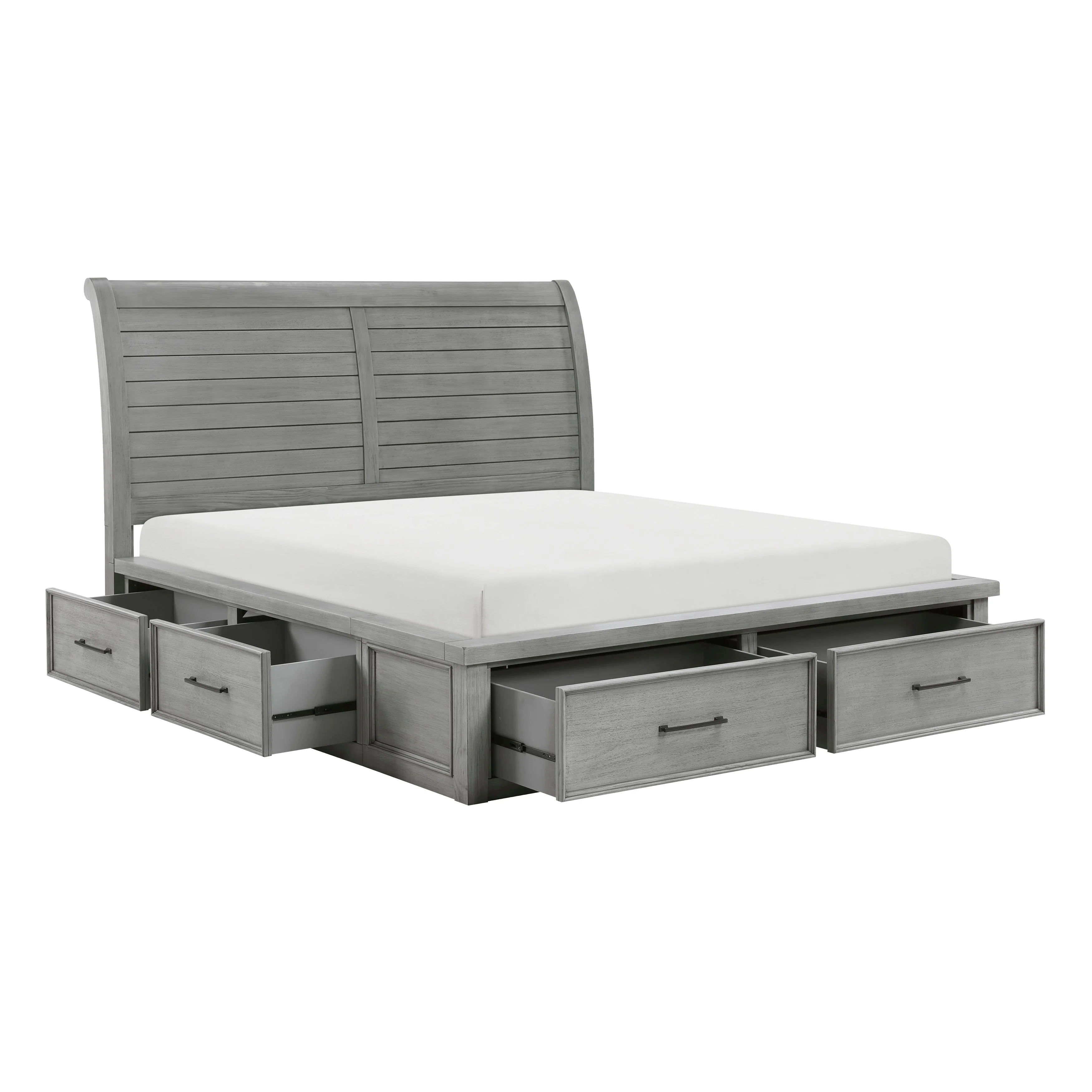 Logandale Antique Gray King Sleigh Storage Platform Bed - Image 6