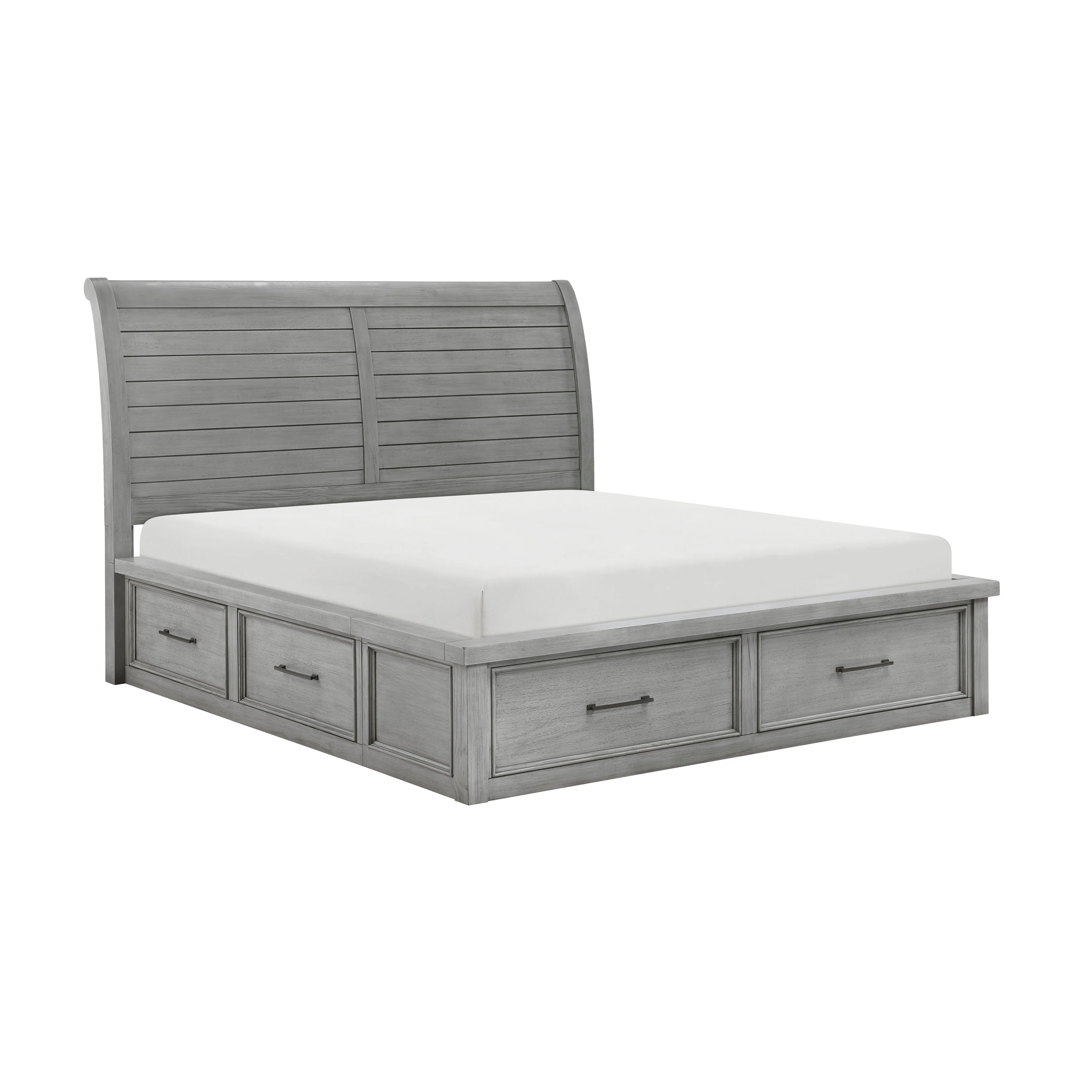 Logandale Antique Gray Queen Sleigh Storage Platform Bed