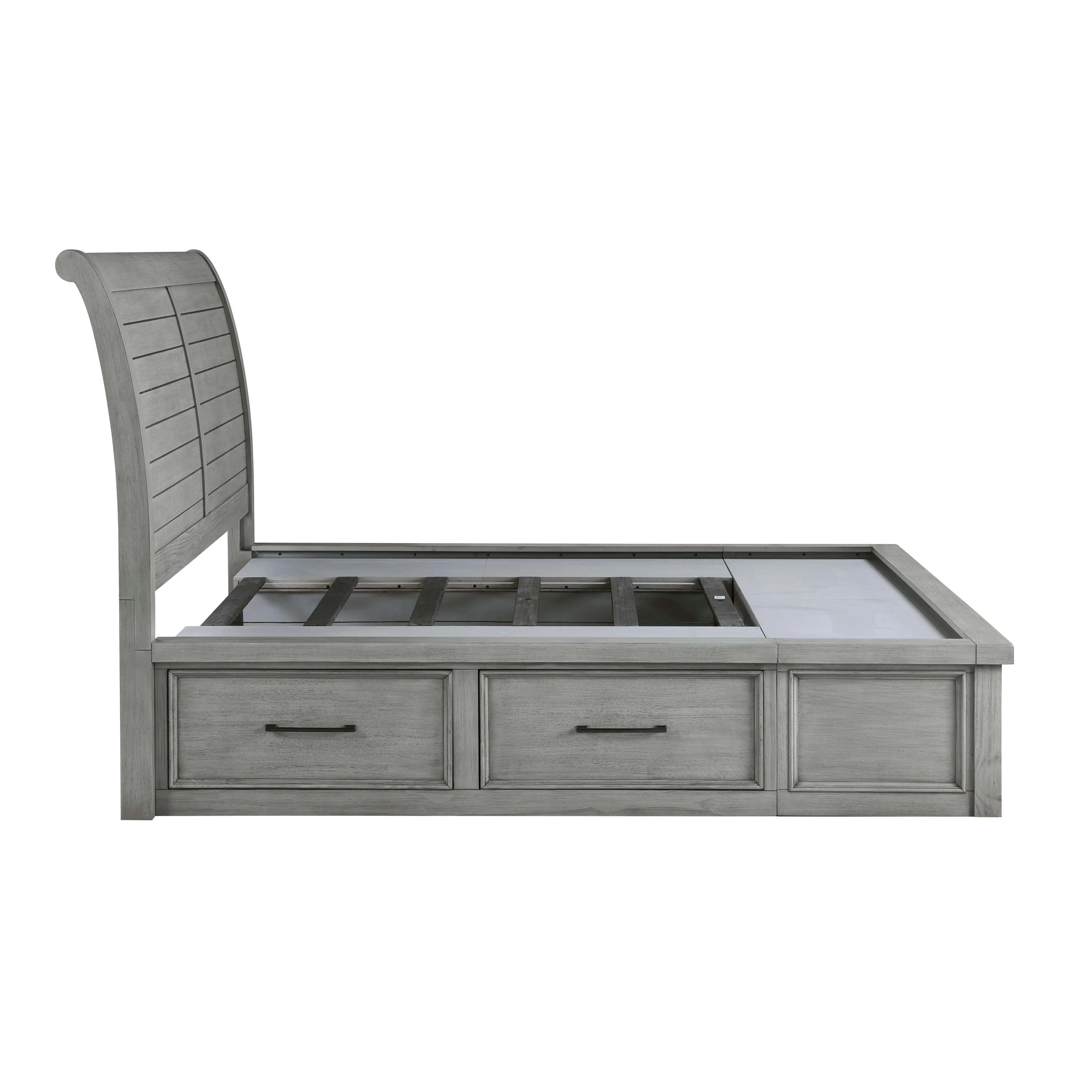 Logandale Antique Gray Queen Sleigh Storage Platform Bed - Image 5