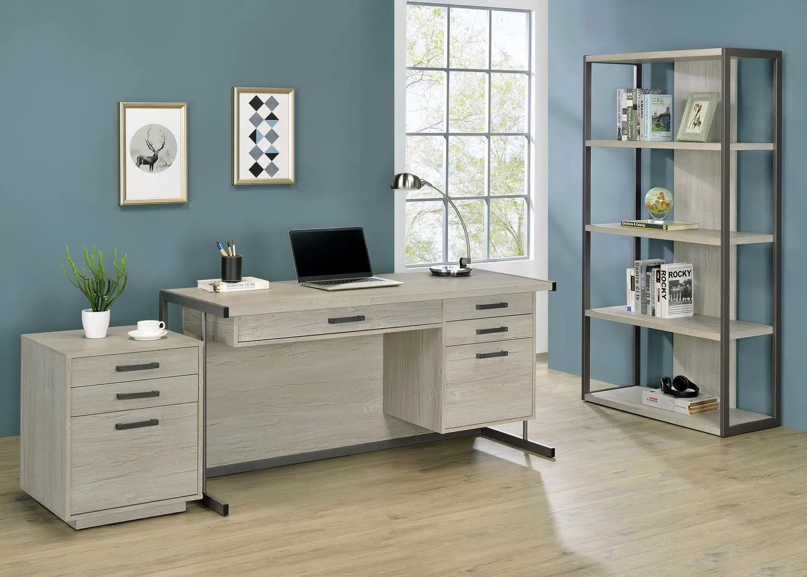 Loomis Whitewashed Gray 3-Drawer Square File Cabinet - Image 12