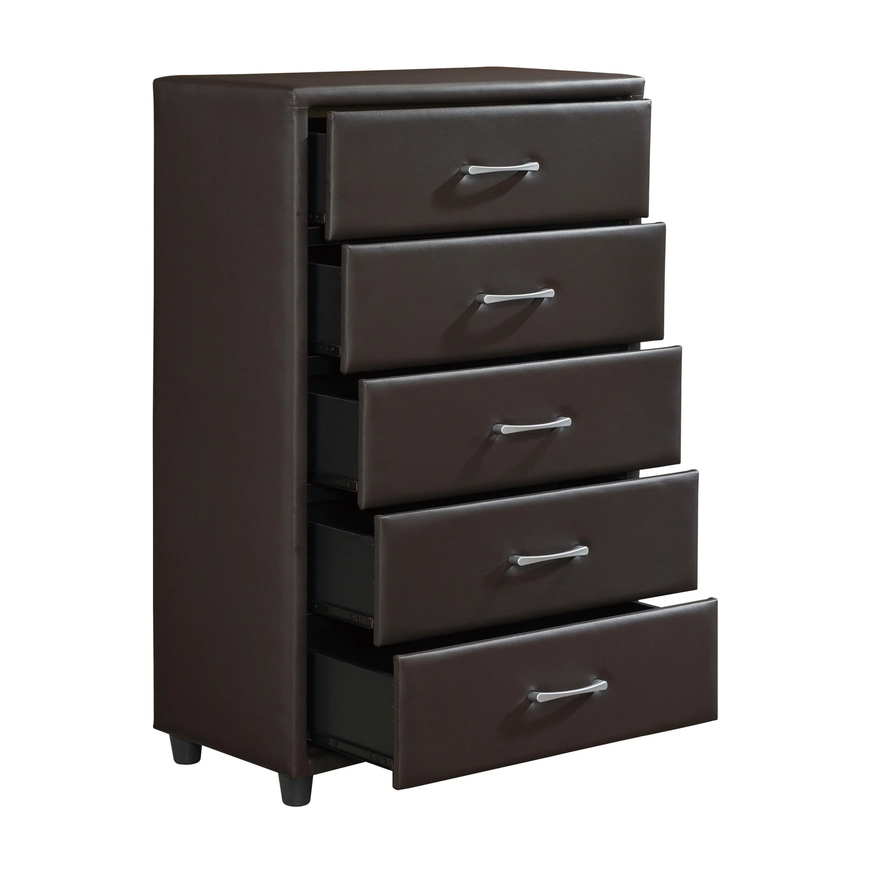 Lorenzi Dark Brown Upholstered Platform Bedroom Set - Image 15