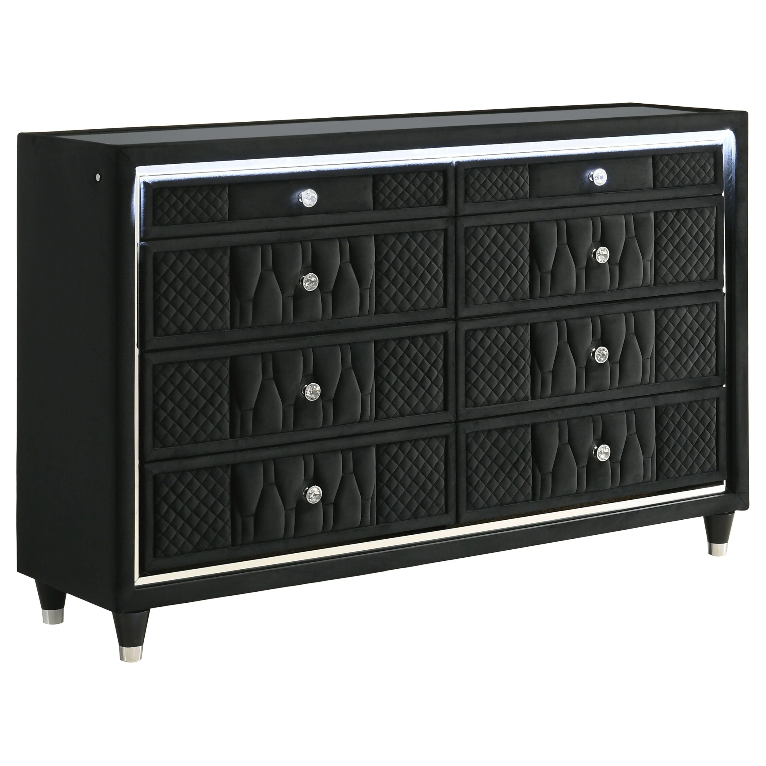 Lorient Black 8-drawer LED Bedroom Dresser Cabinet - Image 2