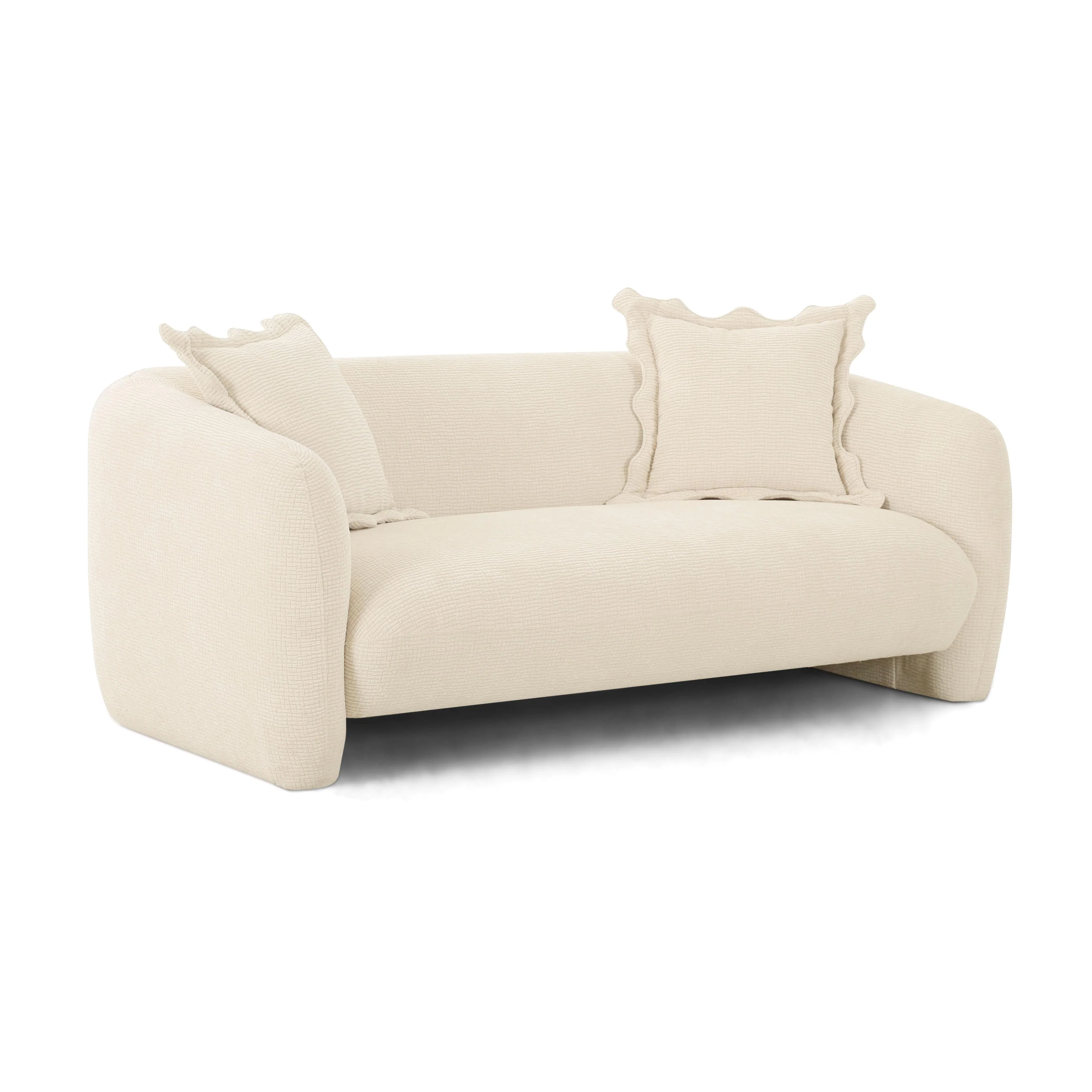 Lou Sandstone Textured Fabric Loveseat - Image 7