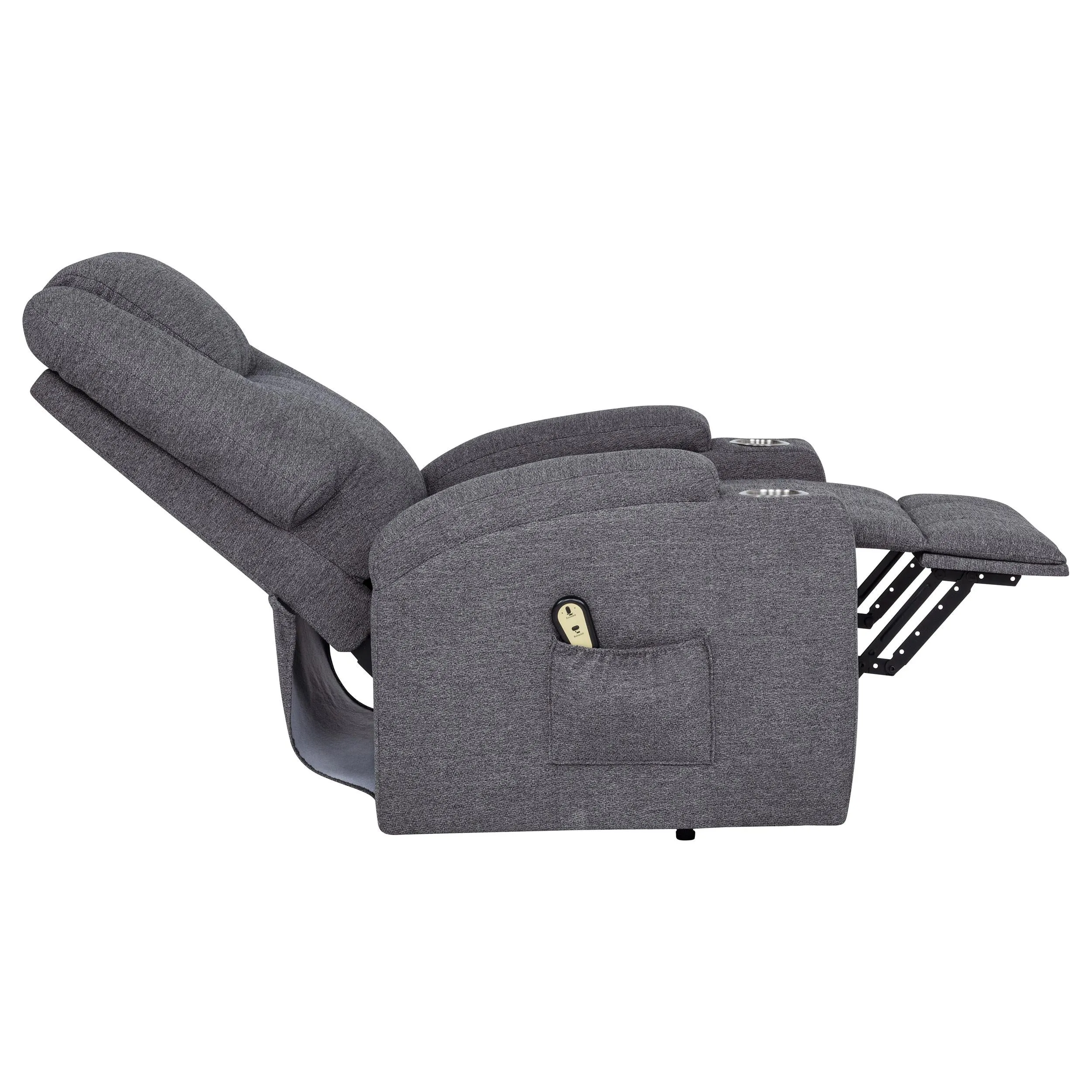 Louie Gray Chenille Upholstered Power Lift Massage Chair - Image 10