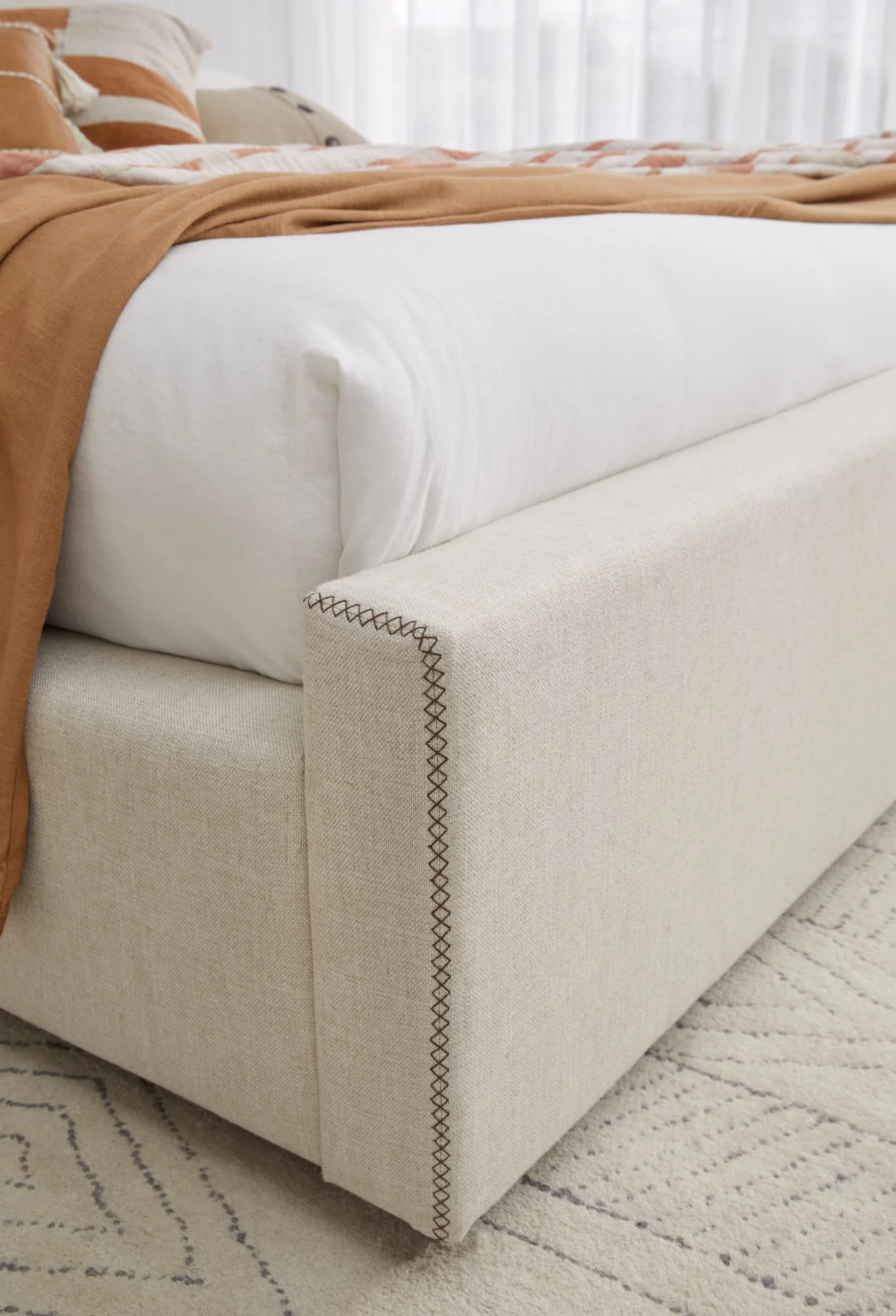 Louis Natural King Upholstered Platform Bed - Image 3