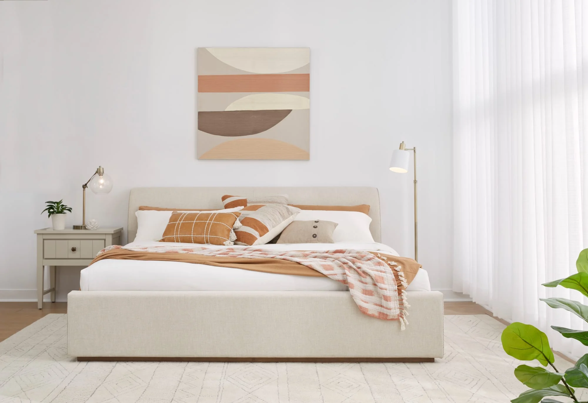 Louis Natural King Upholstered Platform Bed - Image 9