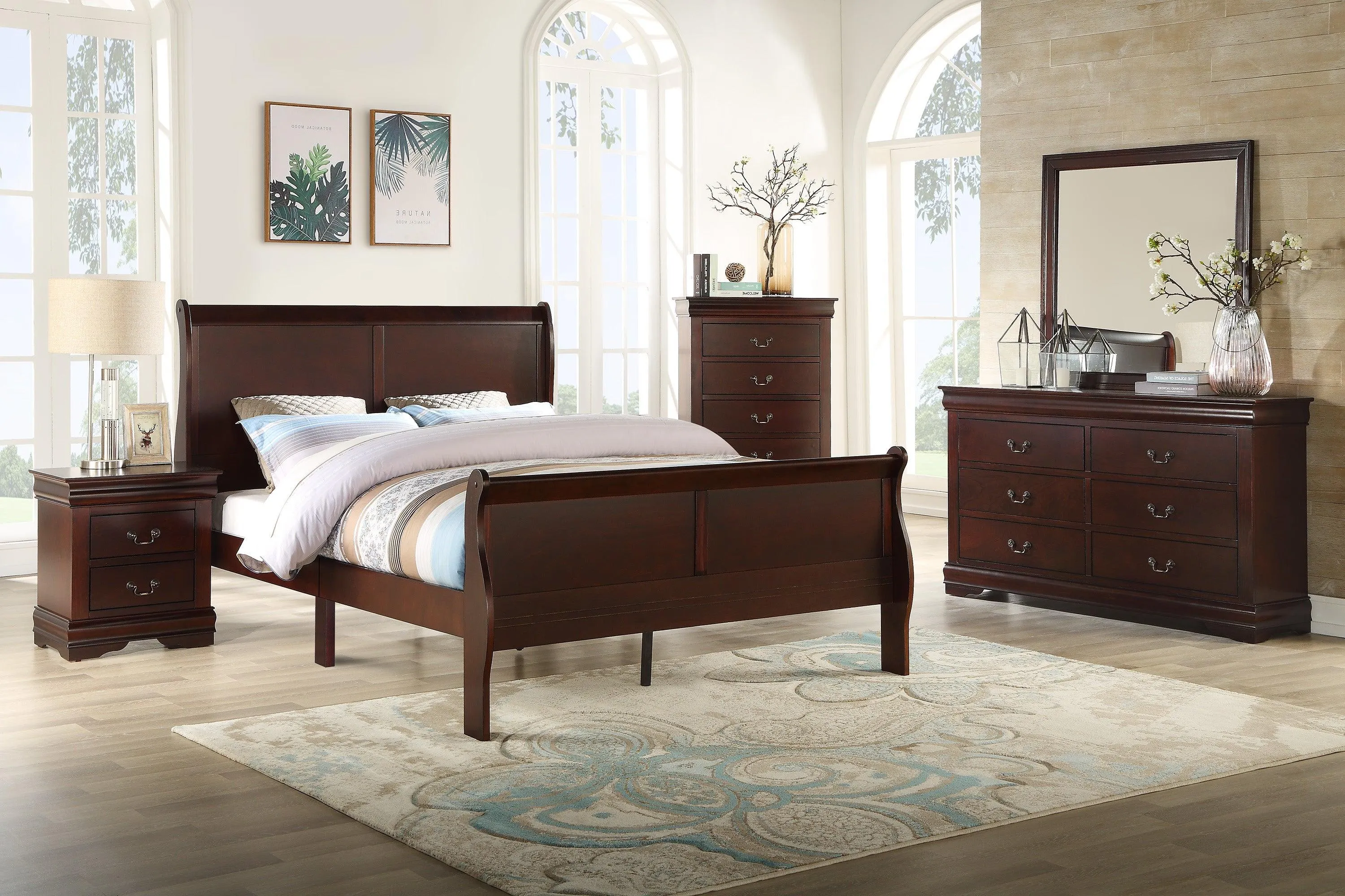 Louis Philip Cherry King Sleigh Bed - Image 2