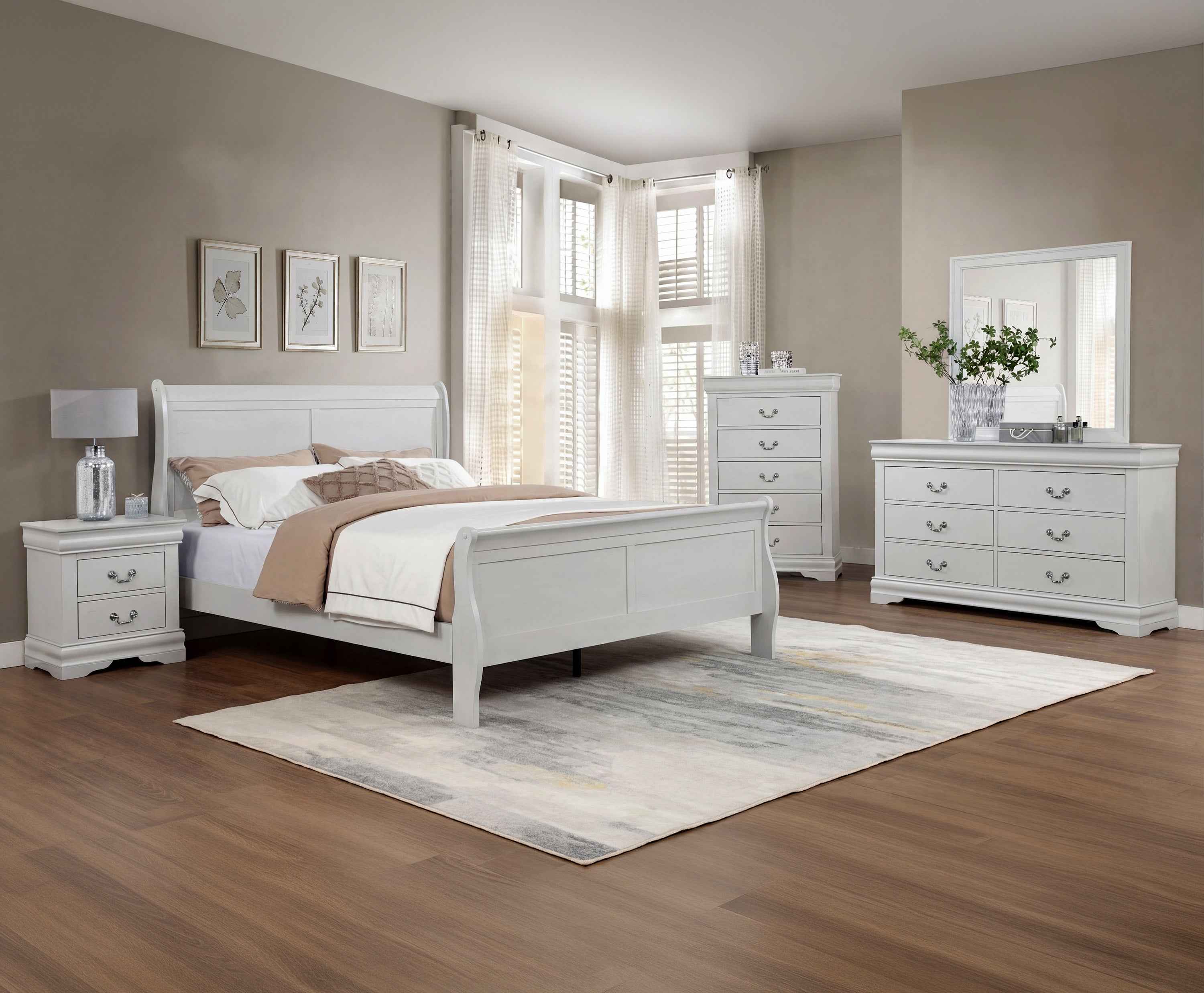 Louis Philip Greige Queen Bed - Image 3