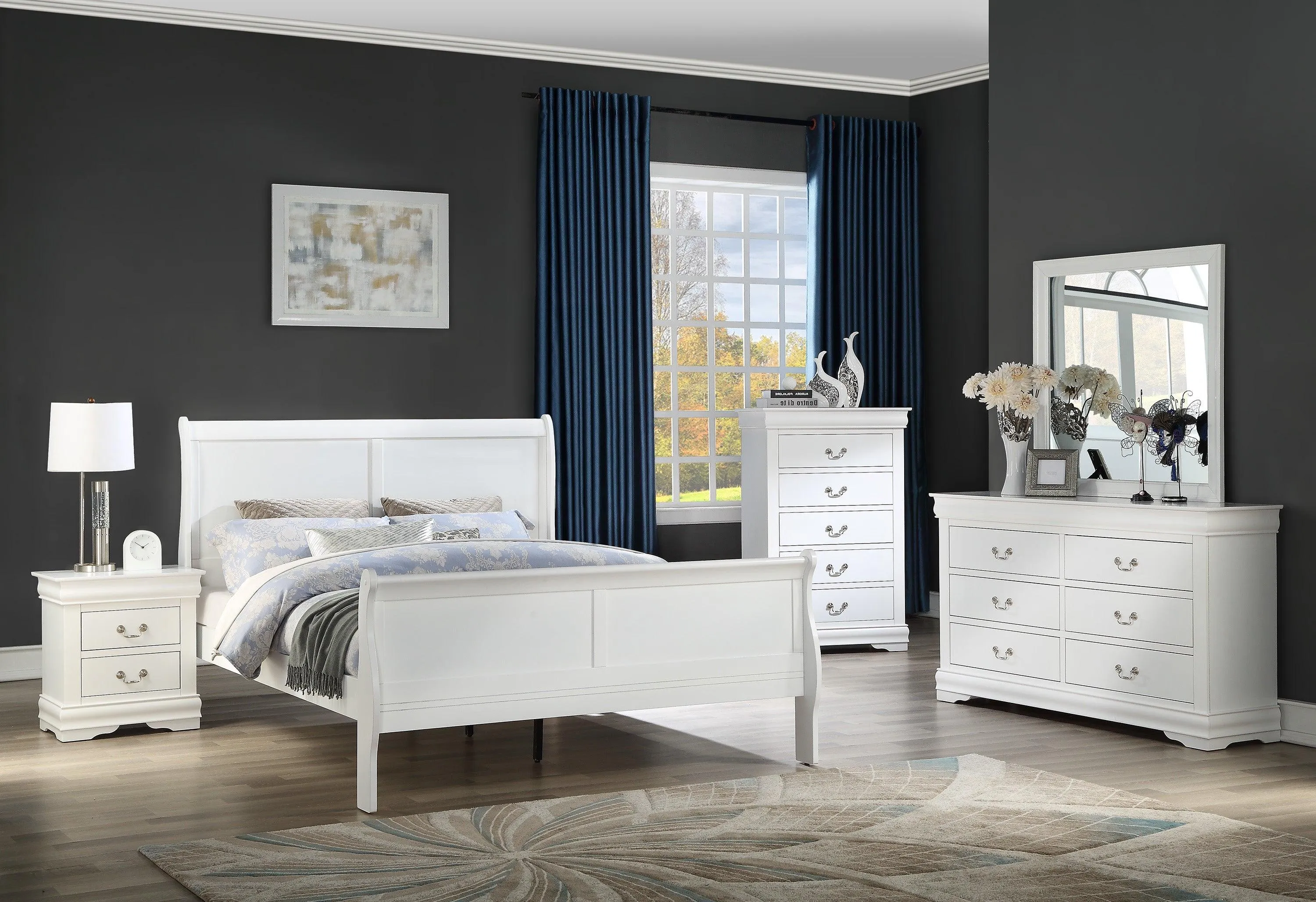 Louis Philip White Queen Sleigh Bed - Image 2