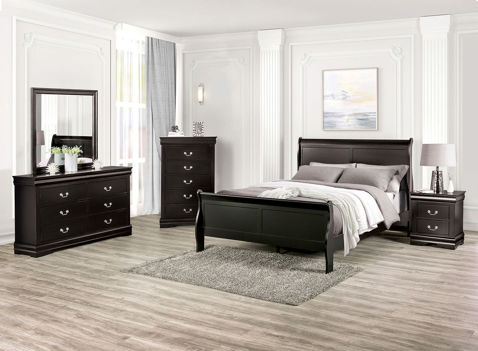 Louis Philippe Black Queen Bed - Image 2