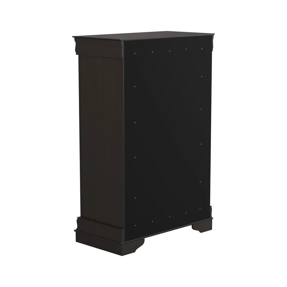 Louis Philippe Cappuccino 5-Drawer Chest with Silver Bails - Image 6