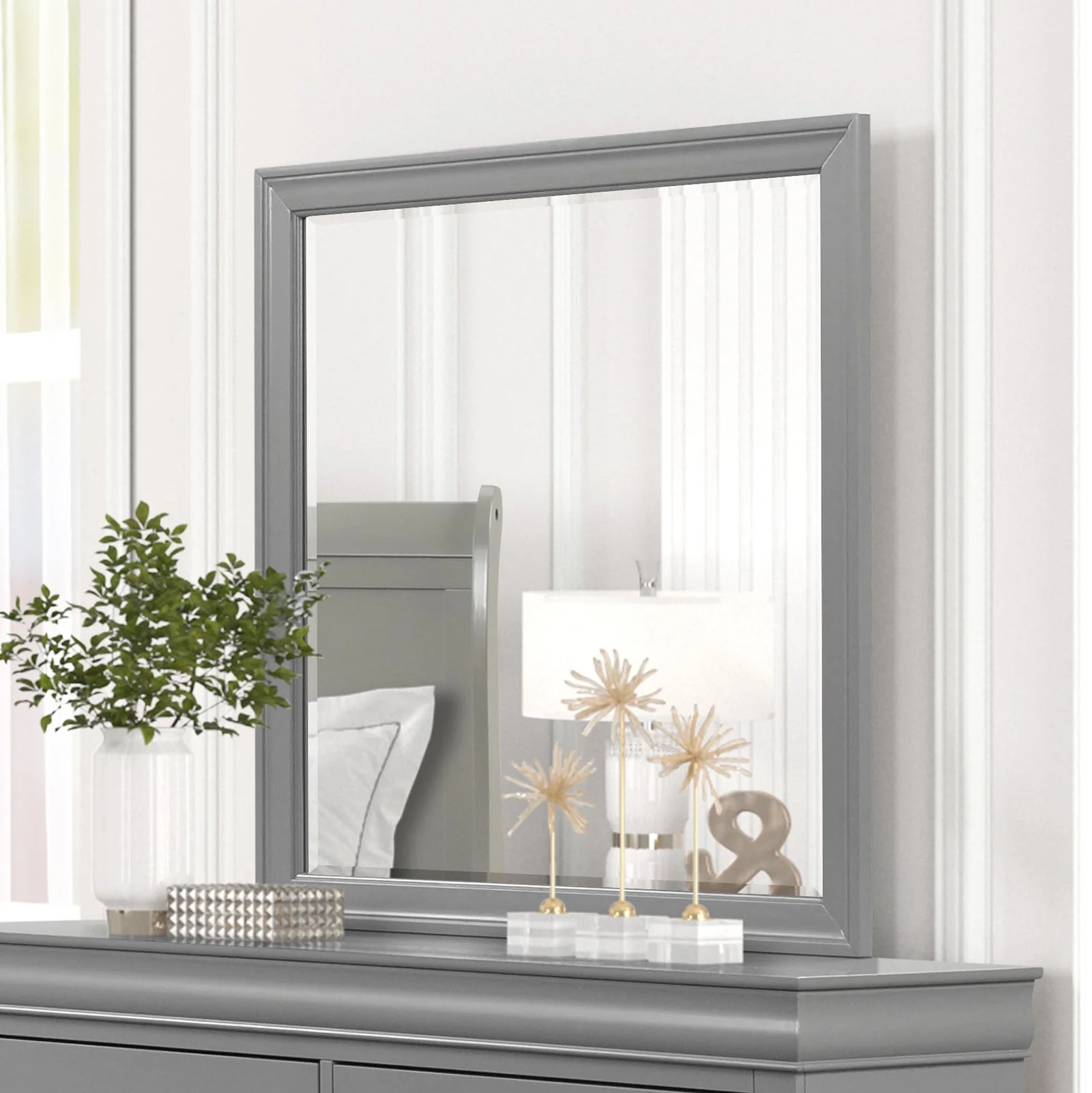 Louis Philippe Gray 4-Piece Queen Bedroom Set - Image 3