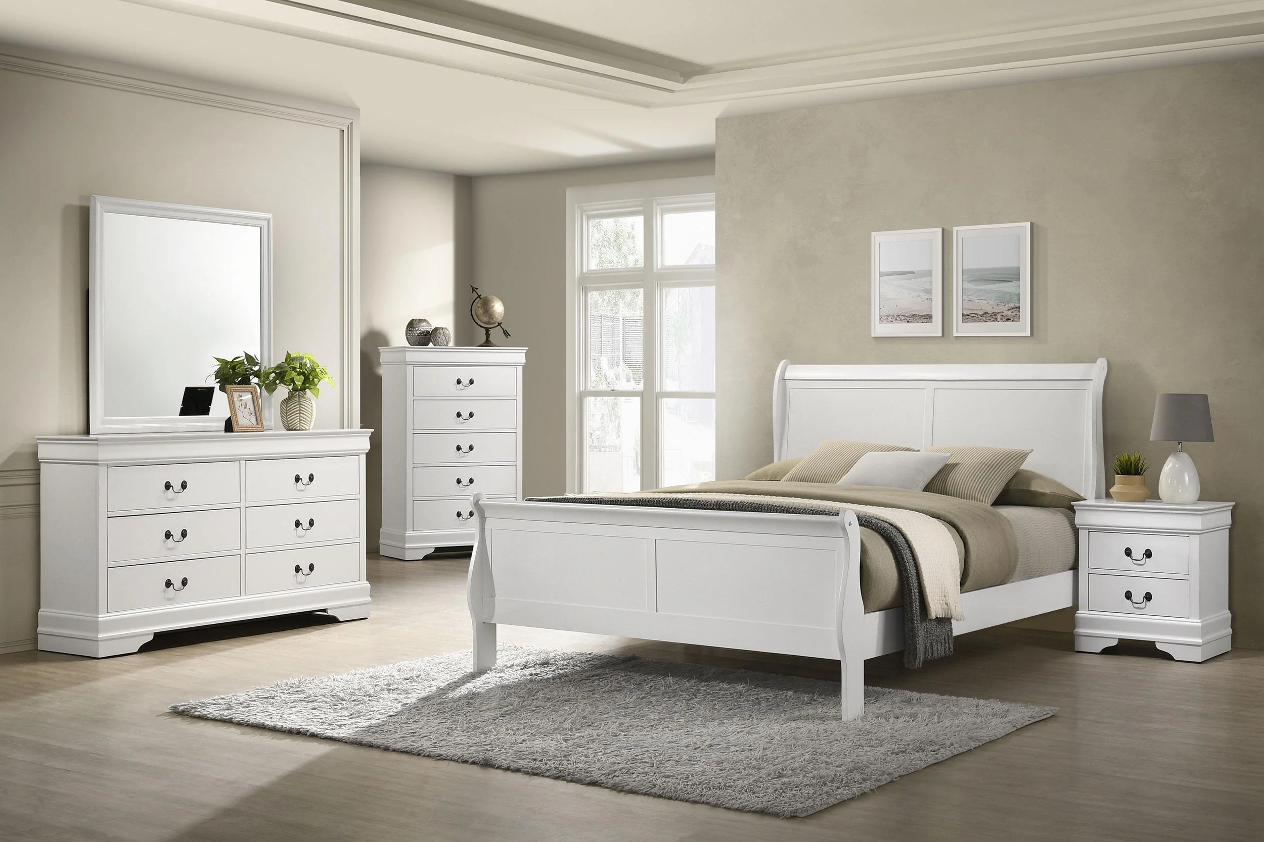 Louis Philippe White 47-inch Queen Sleigh Panel Bed - Image 5