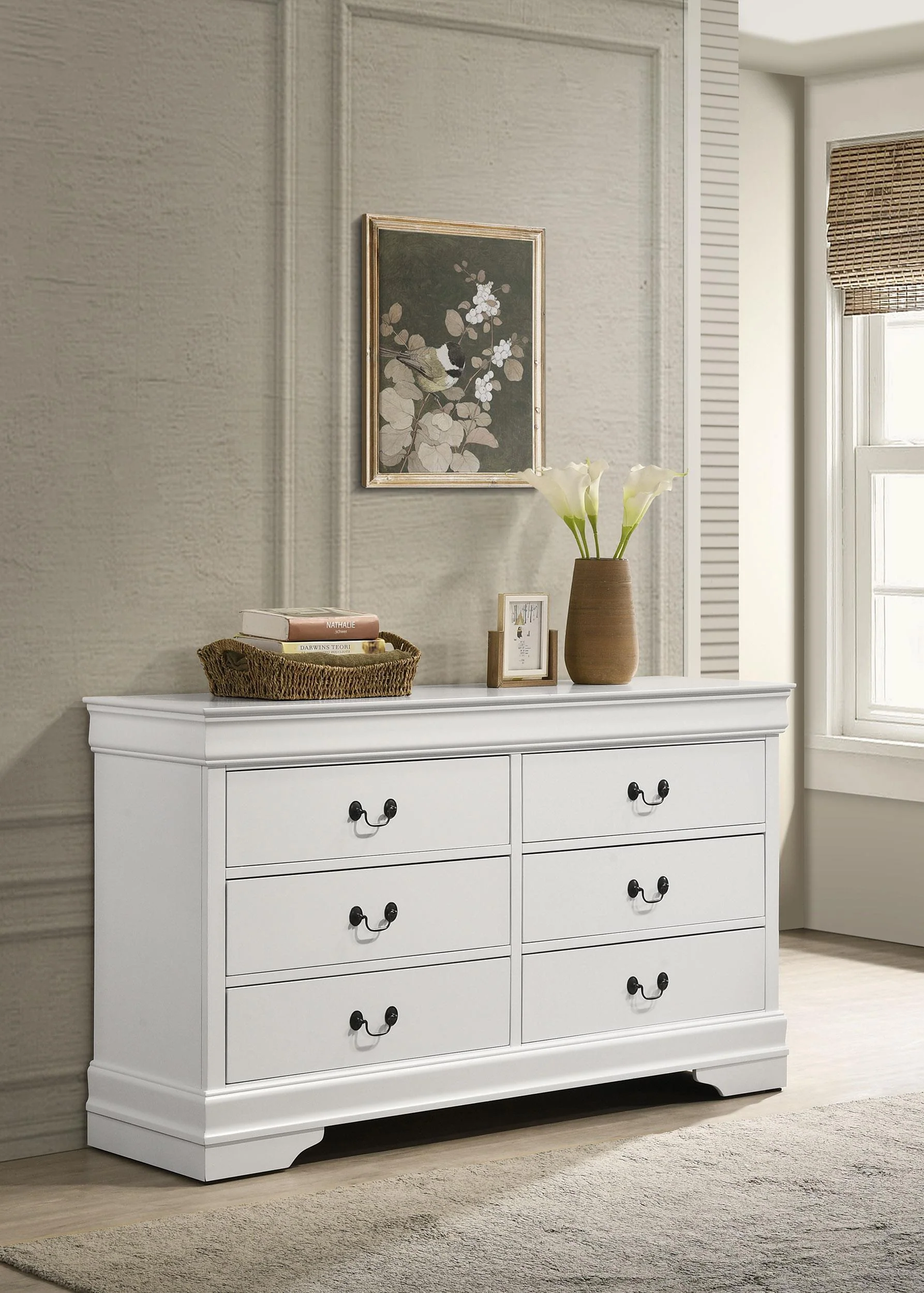 Louis Philippe White 6-drawer Dresser