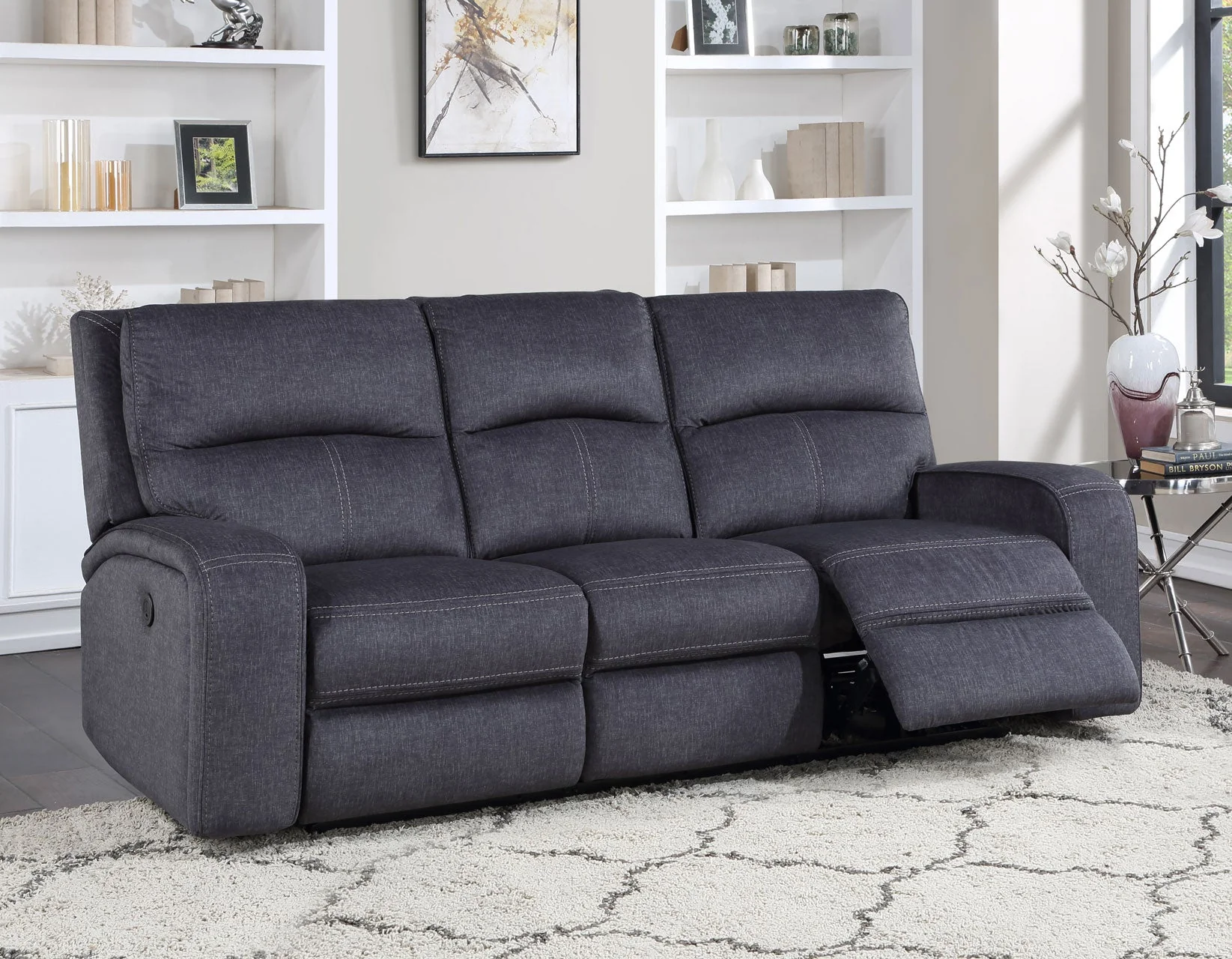 Lovell Charcoal Fabric 3-Piece Power Reclining Set - Image 5