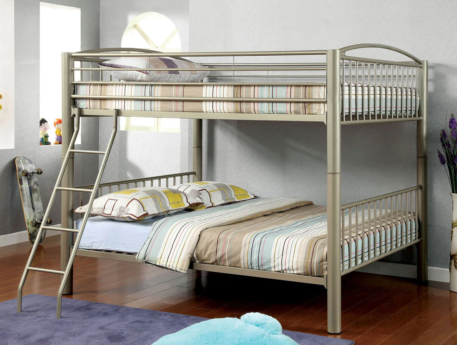 Lovia Metallic Gold Bunk Twin Bed/Full - Image 2