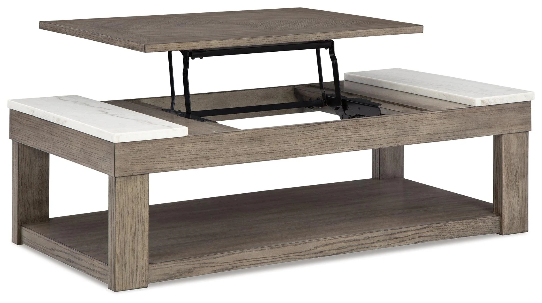 Loyaska Grayish Brown/White Lift-Top Coffee Table - Image 2