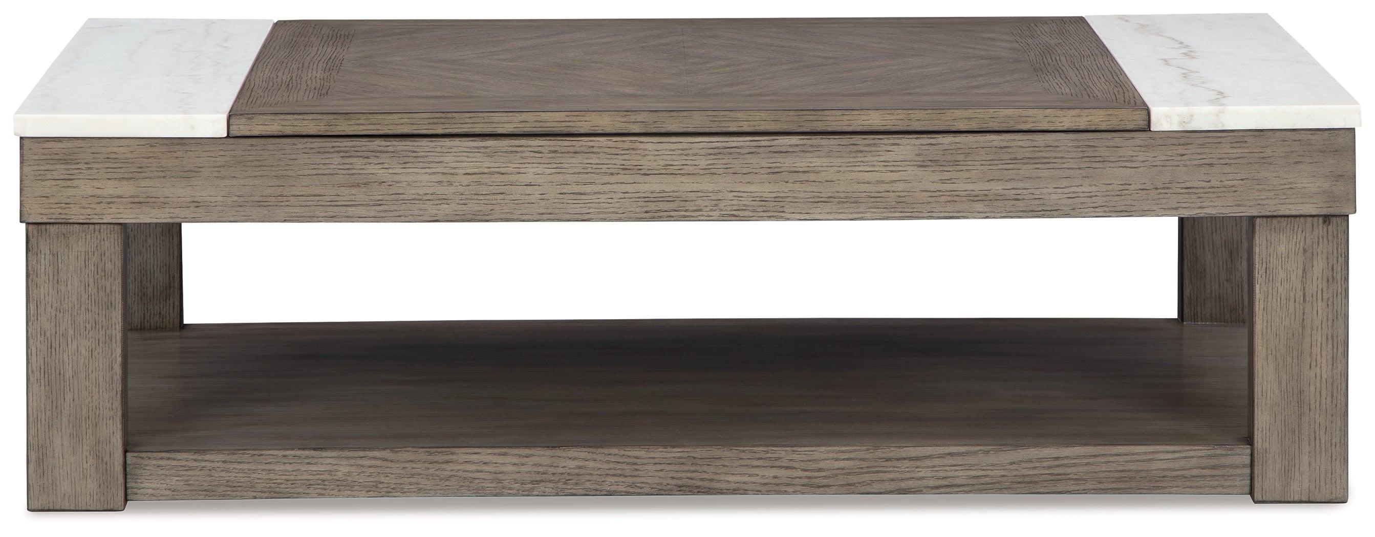 Loyaska Grayish Brown/White Lift-Top Coffee Table - Image 3