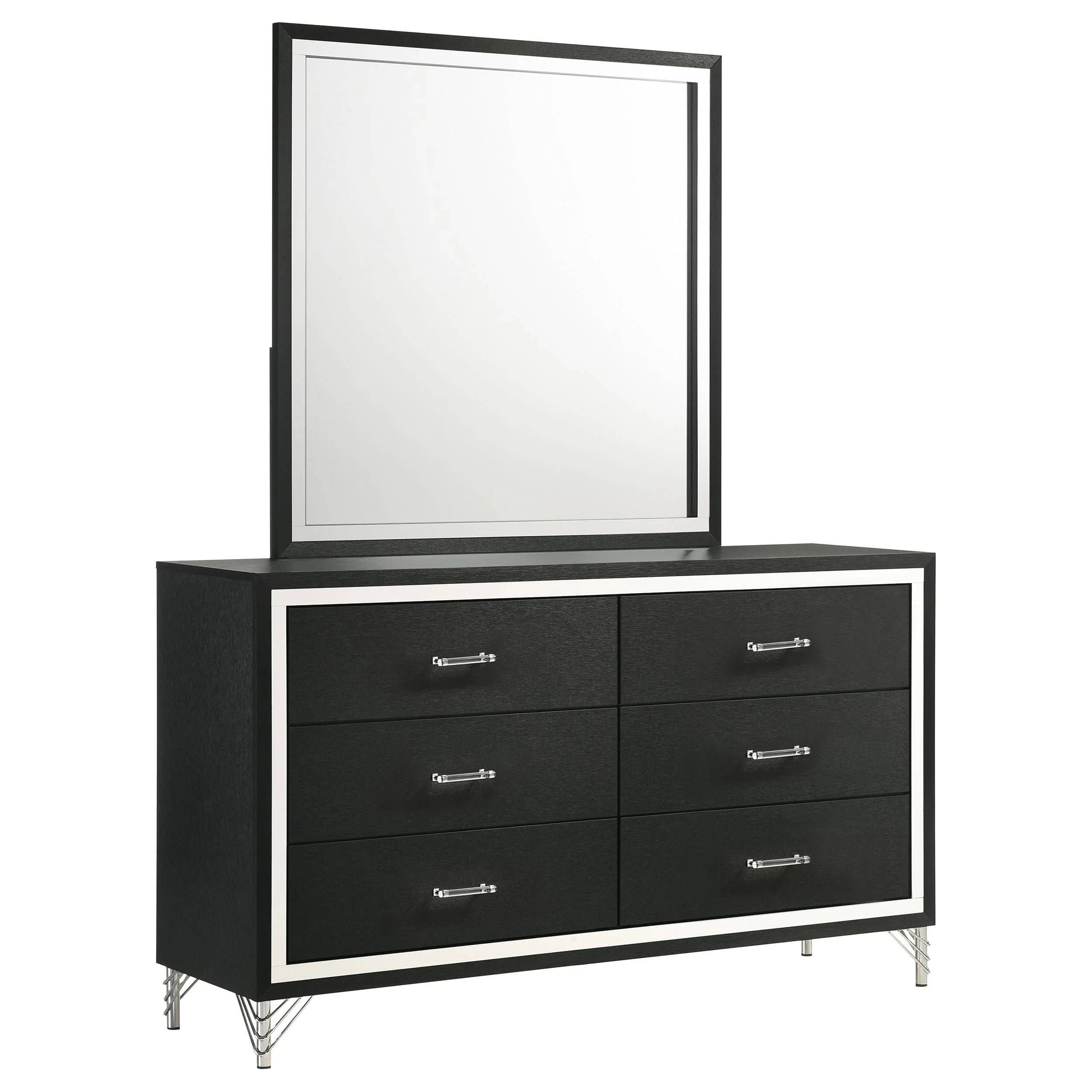 Lucia 6-drawer Dresser and Mirror Black - Image 13