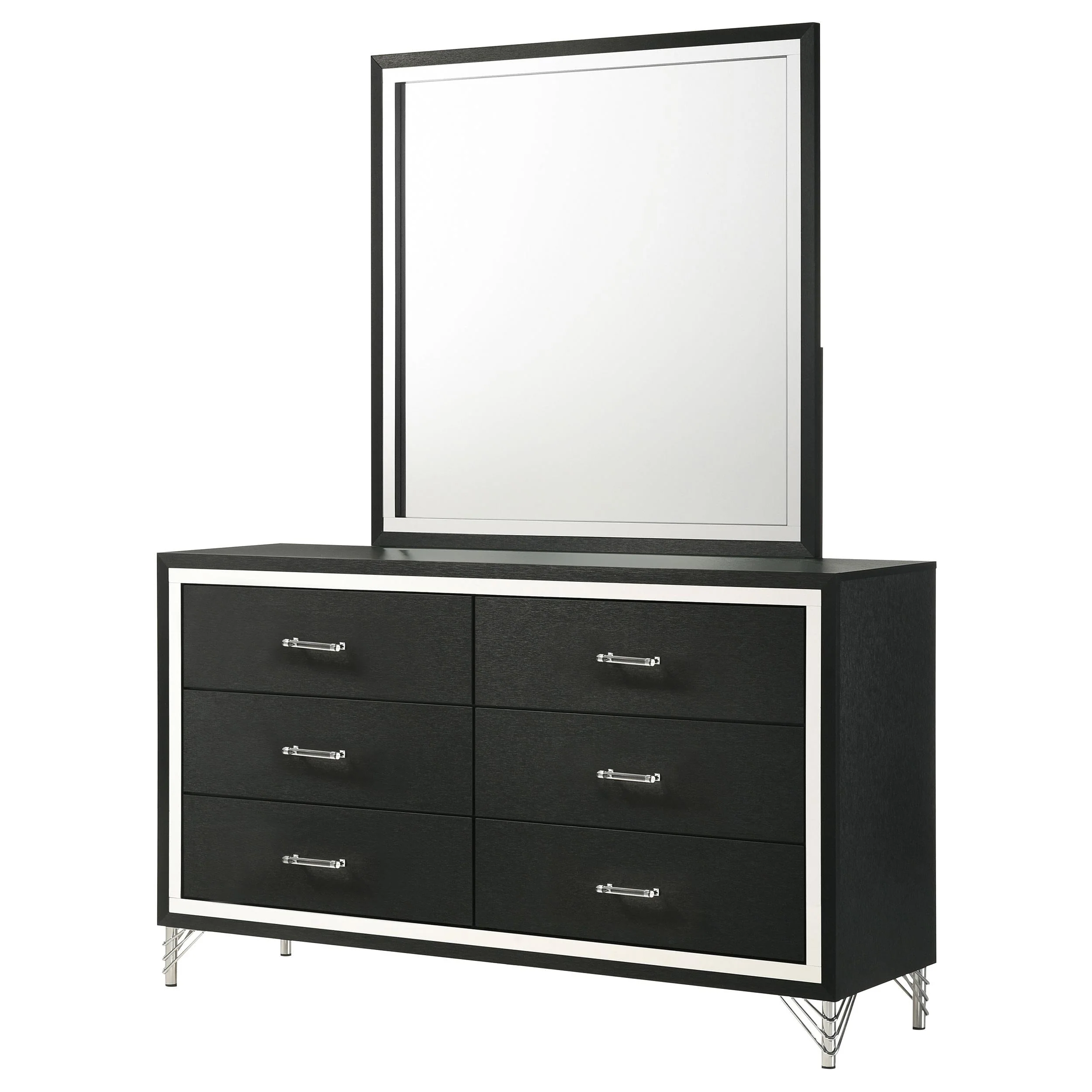 Lucia 6-drawer Dresser and Mirror Black - Image 3