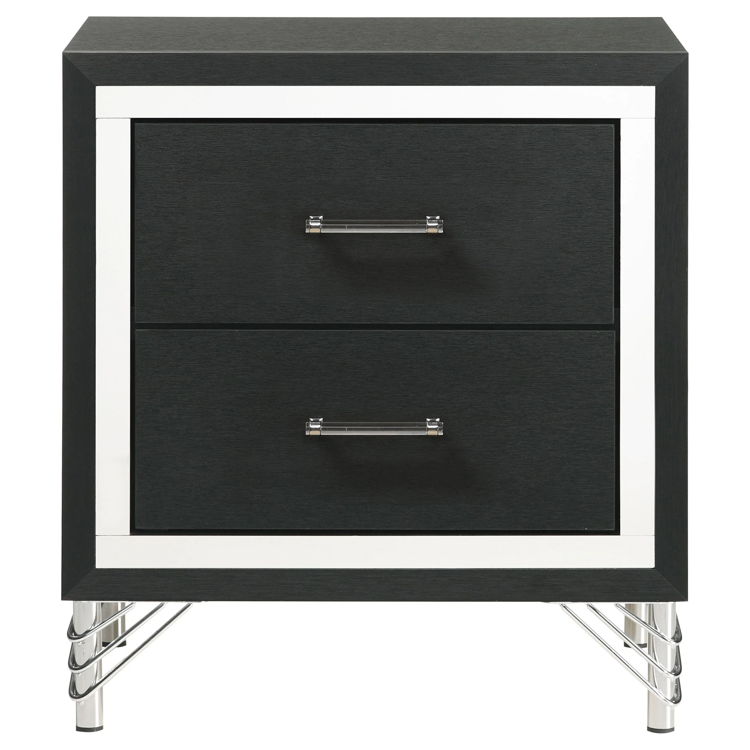 Lucia Black 2-drawer Nightstand Bedside Table - Image 2