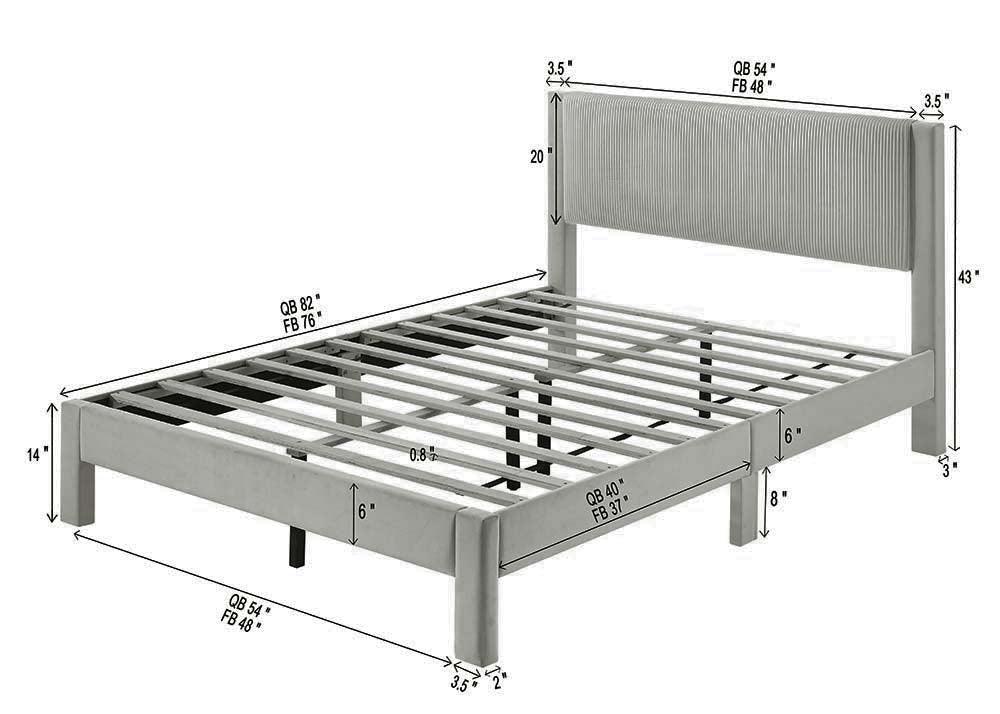 Lucia Light Gray Full Platform Bed - Image 5