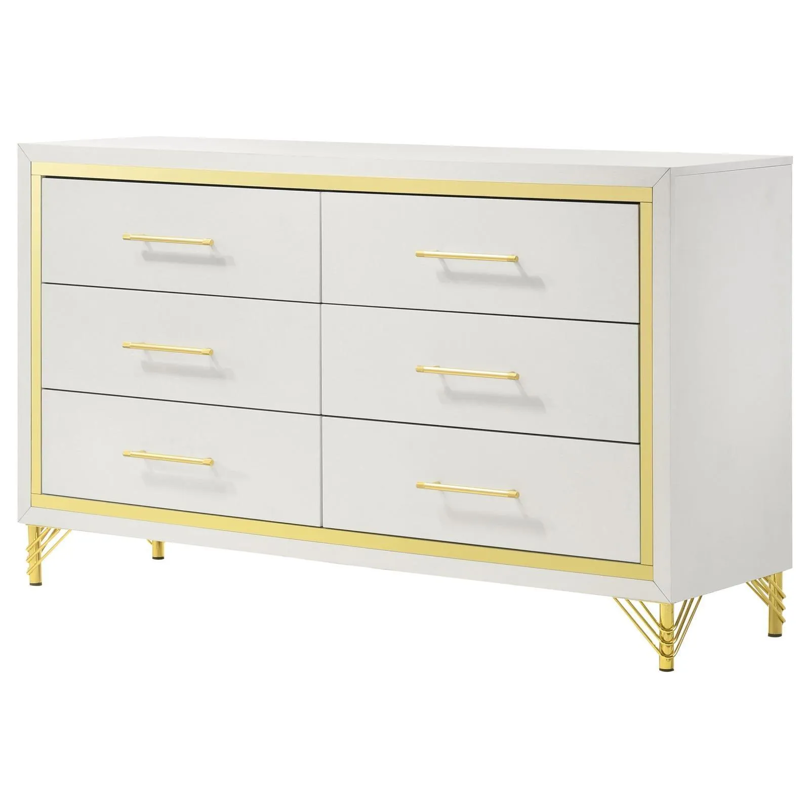 Lucia White 6-drawer Bedroom Dresser - Image 4
