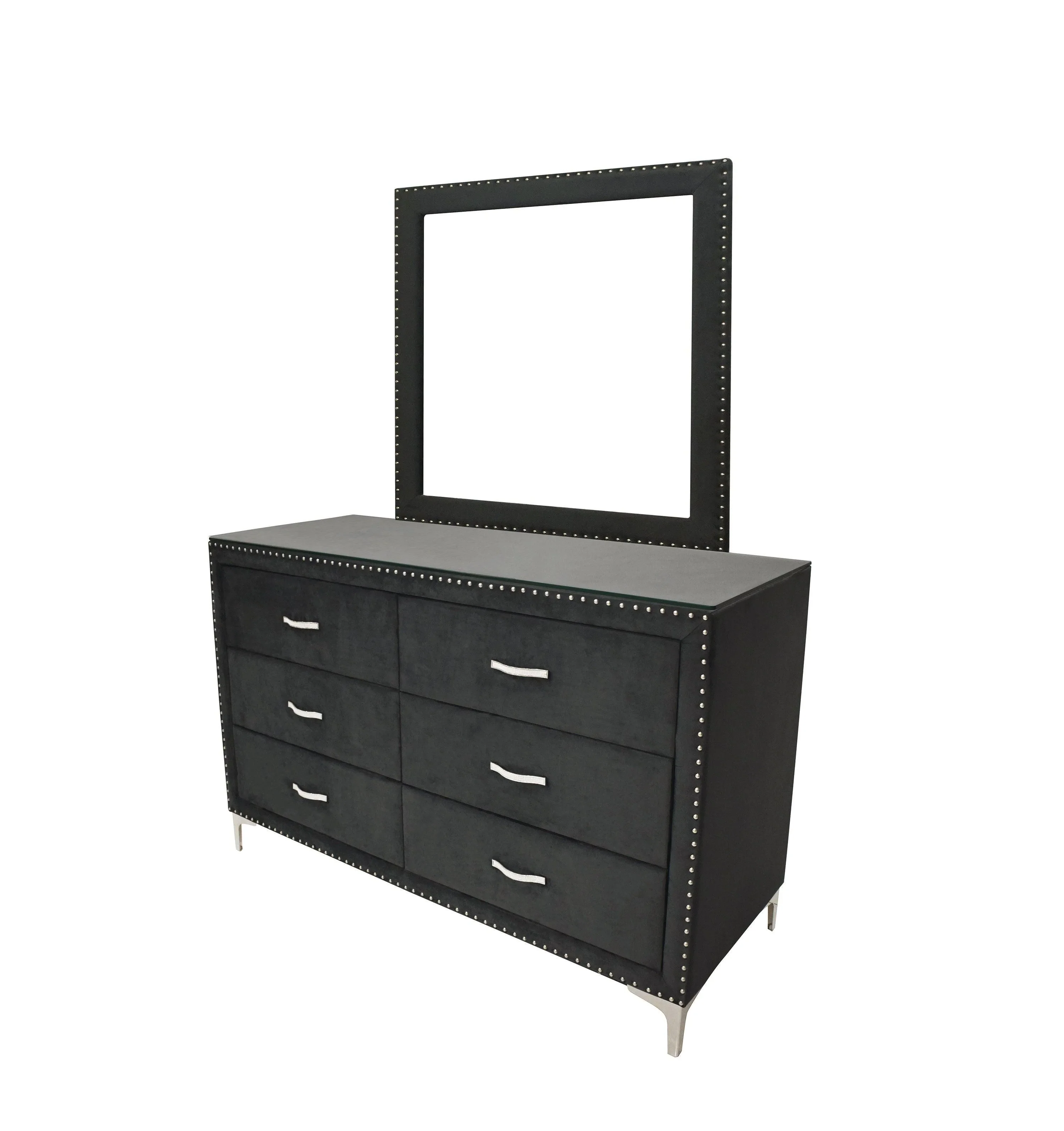 Lucinda Black Upholstered Wingback Panel Bedroom Set - Image 3