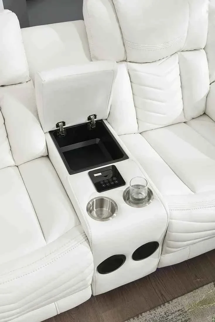 Lucky Charm White Reclining Living Room Set - Image 7