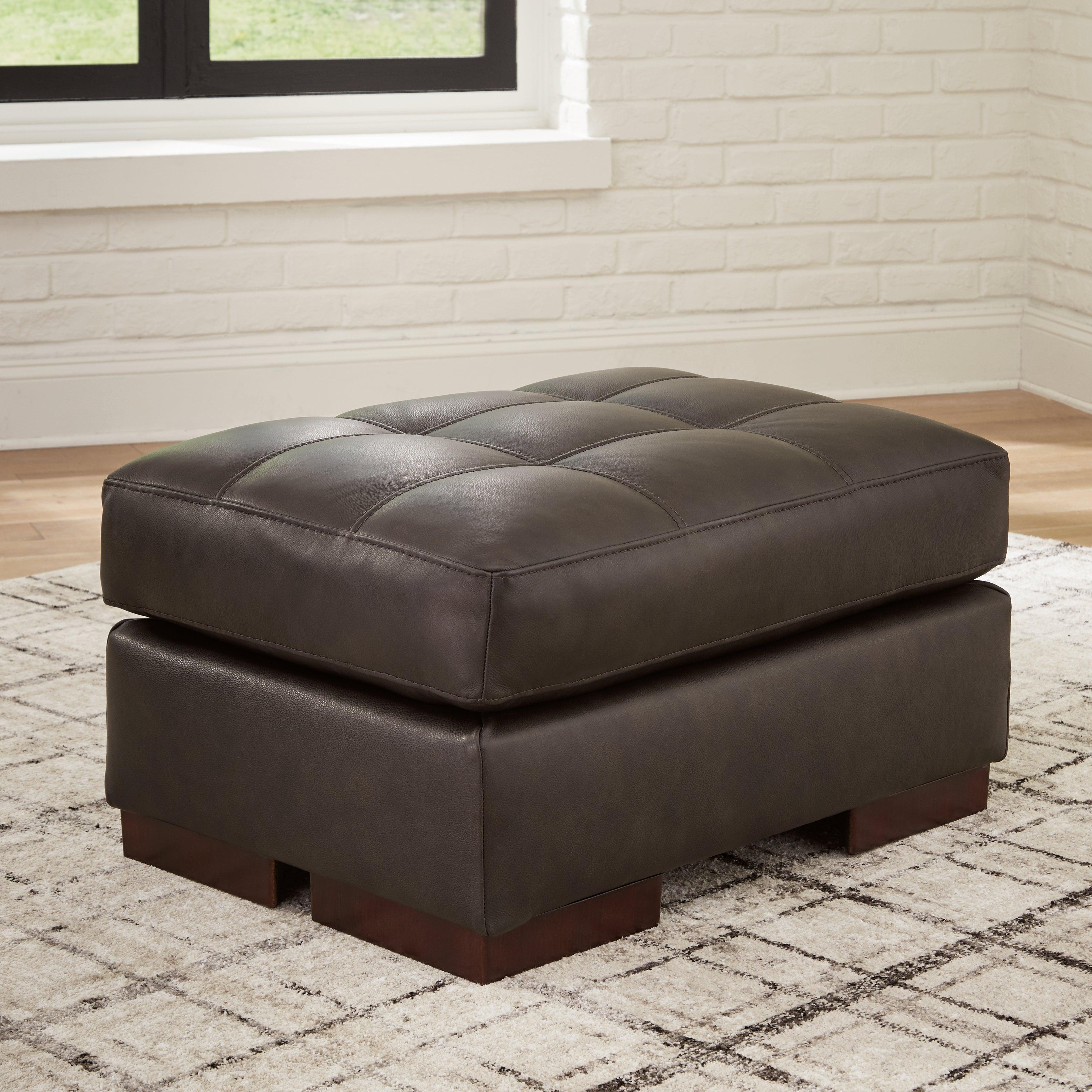 Luigi Thunder Leather Ottoman - Image 6