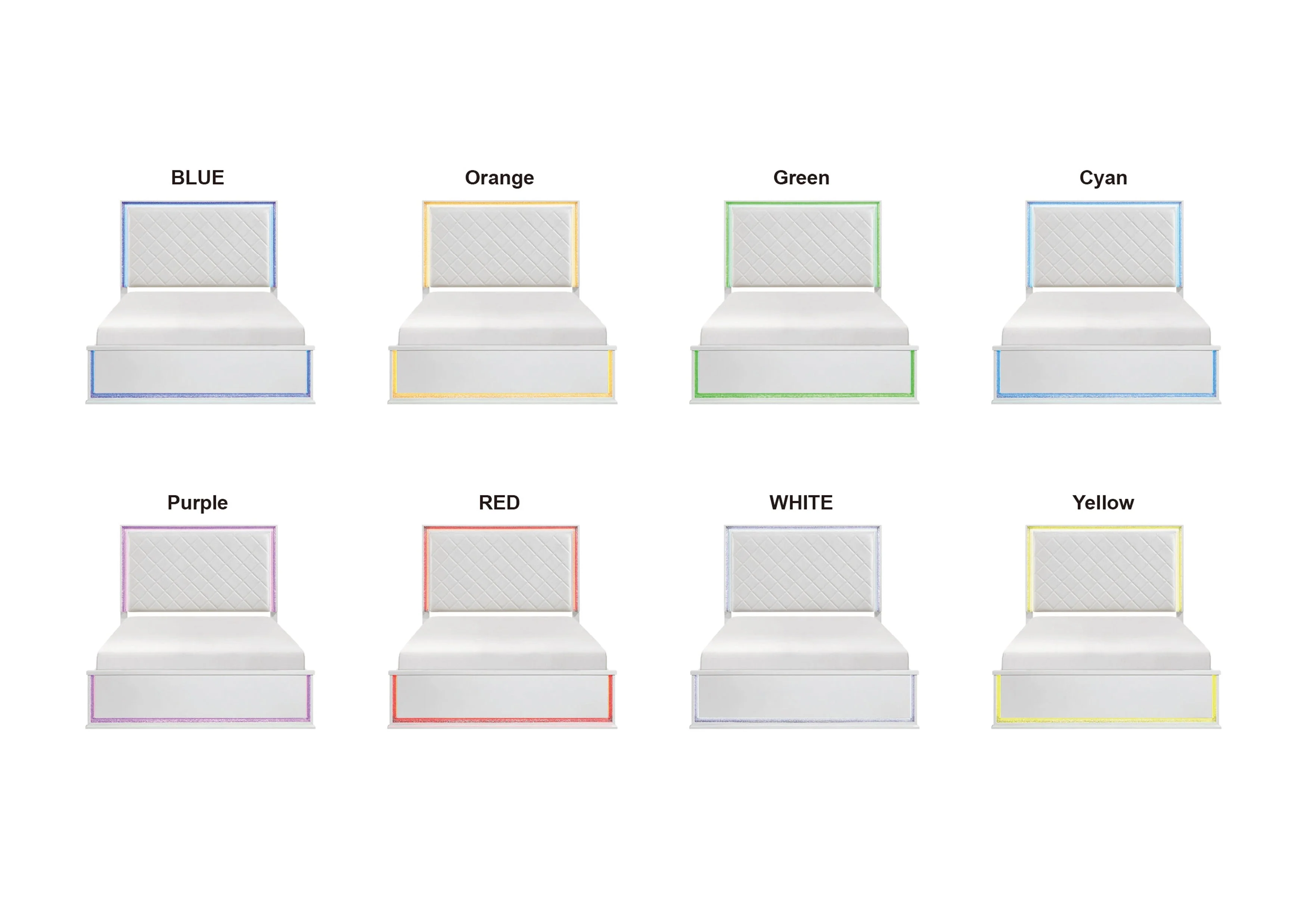 Lumin Pearl White LED Panel King Bed - Image 14