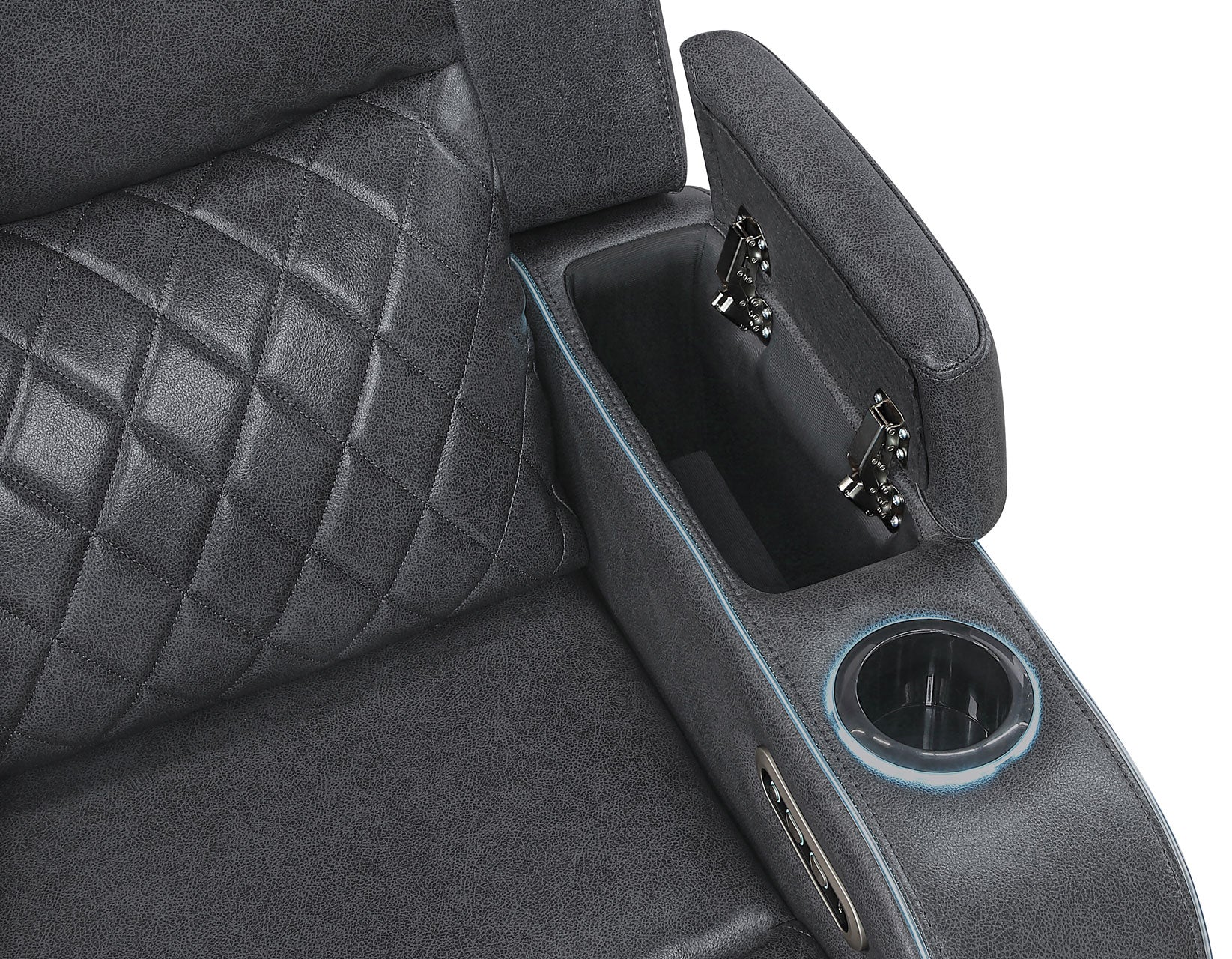 Luna Charcoal Vegan Leather 3-Piece Home Cinema Power Reclining Set - Image 17