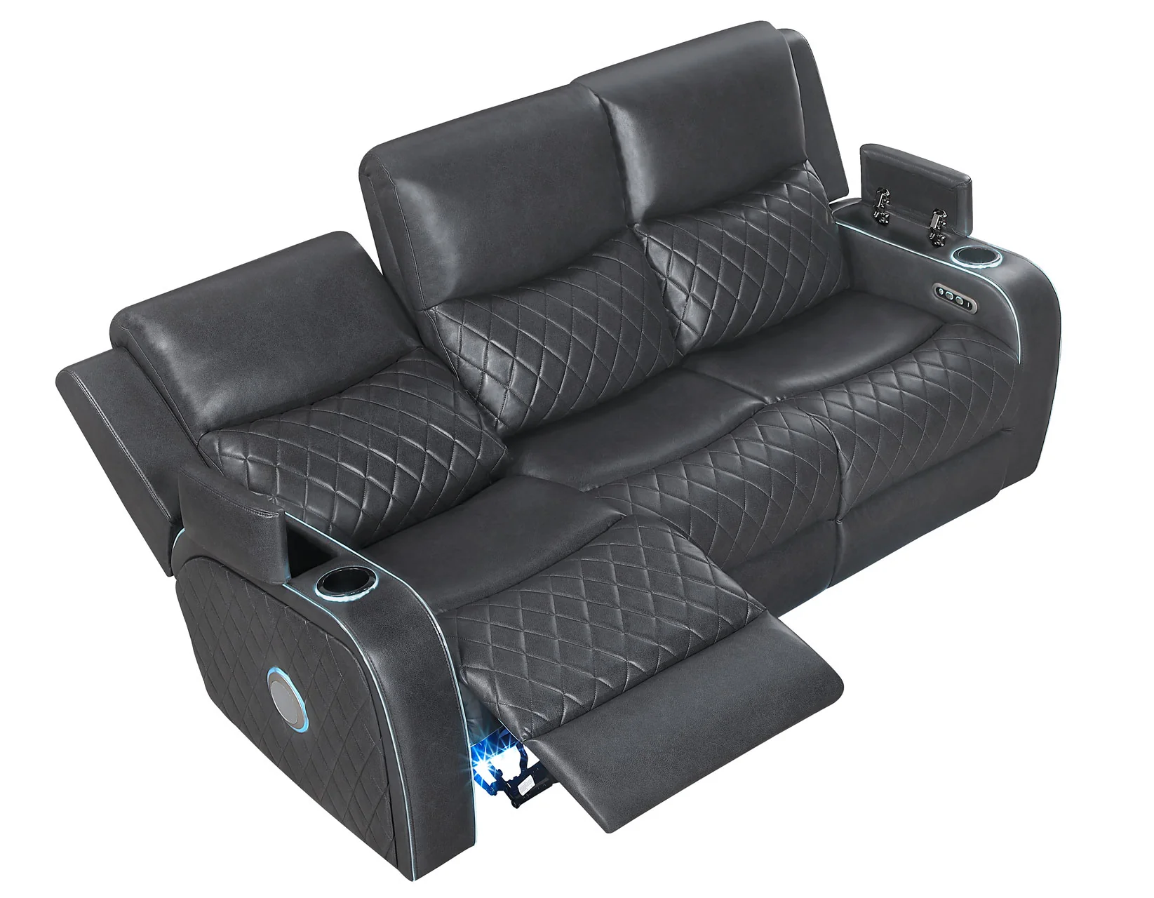 Luna Charcoal Vegan Leather 3-Piece Home Cinema Power Reclining Set - Image 18