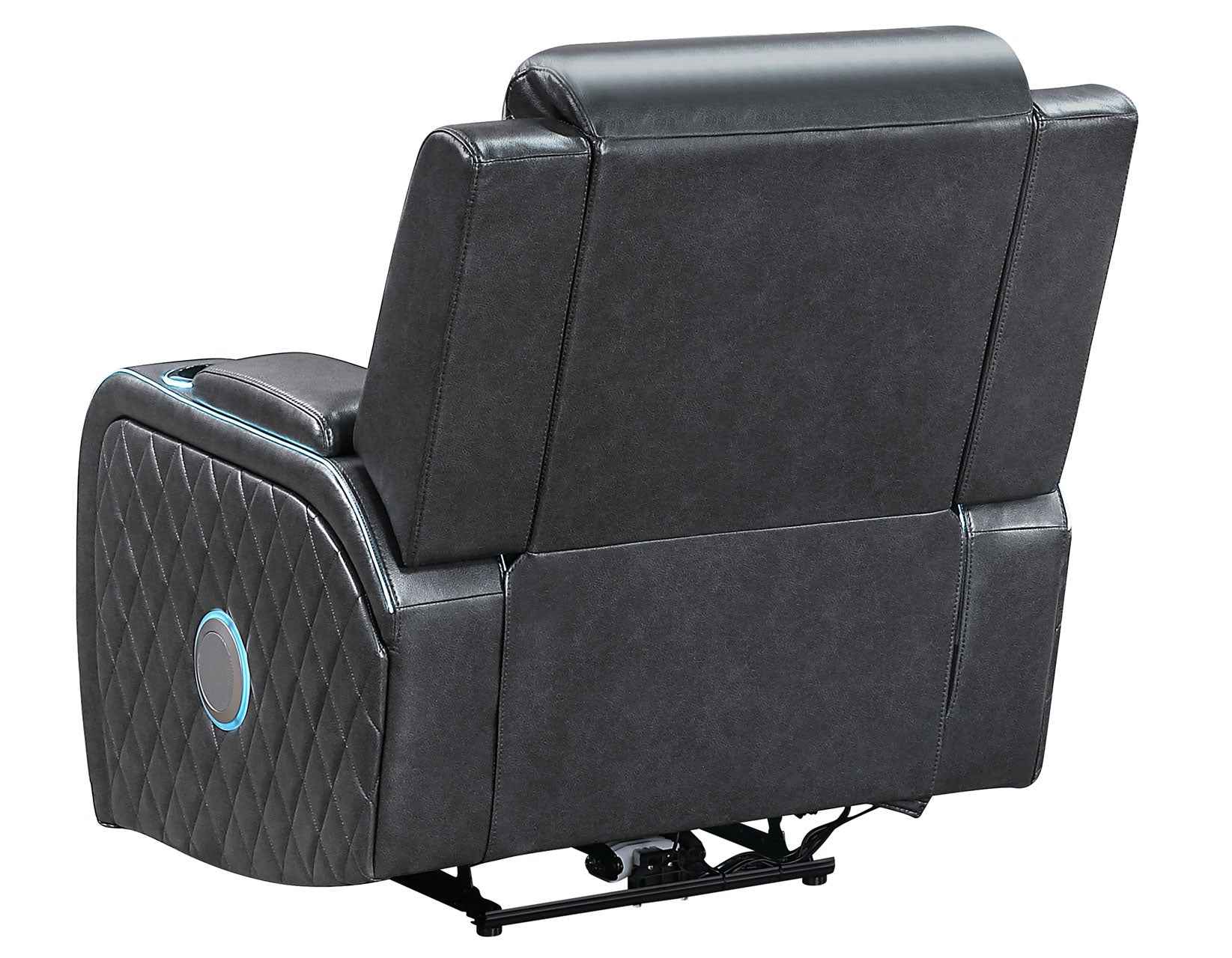 Luna Home Cinema Power Recliner, Charcoal Vegan Leather - Image 10