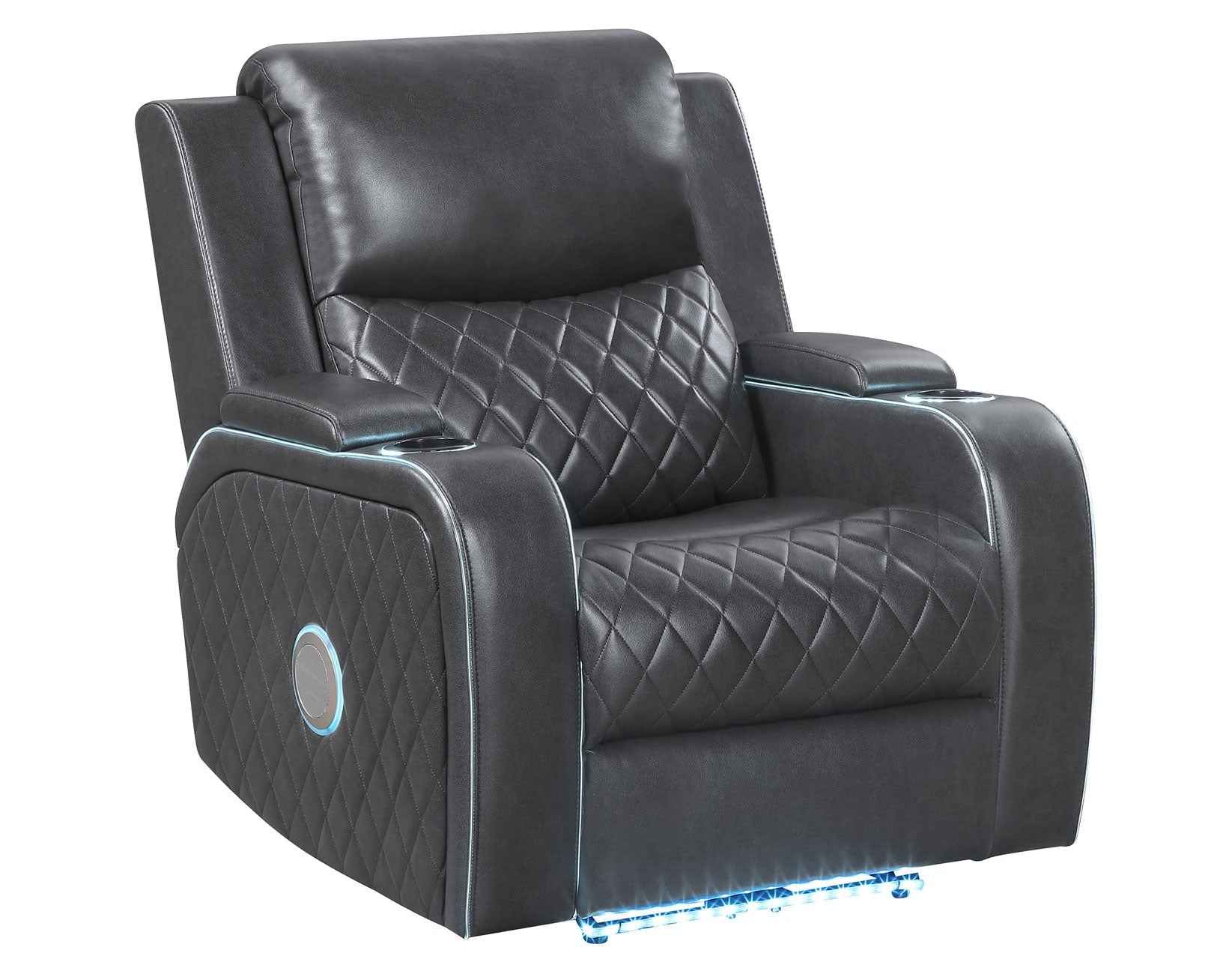 Luna Home Cinema Power Recliner, Charcoal Vegan Leather - Image 6