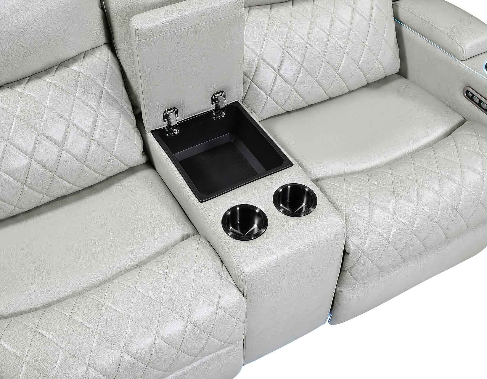 Luna Home Cinema Power Reclining Sofa, Ice Vegan Leather - Image 15