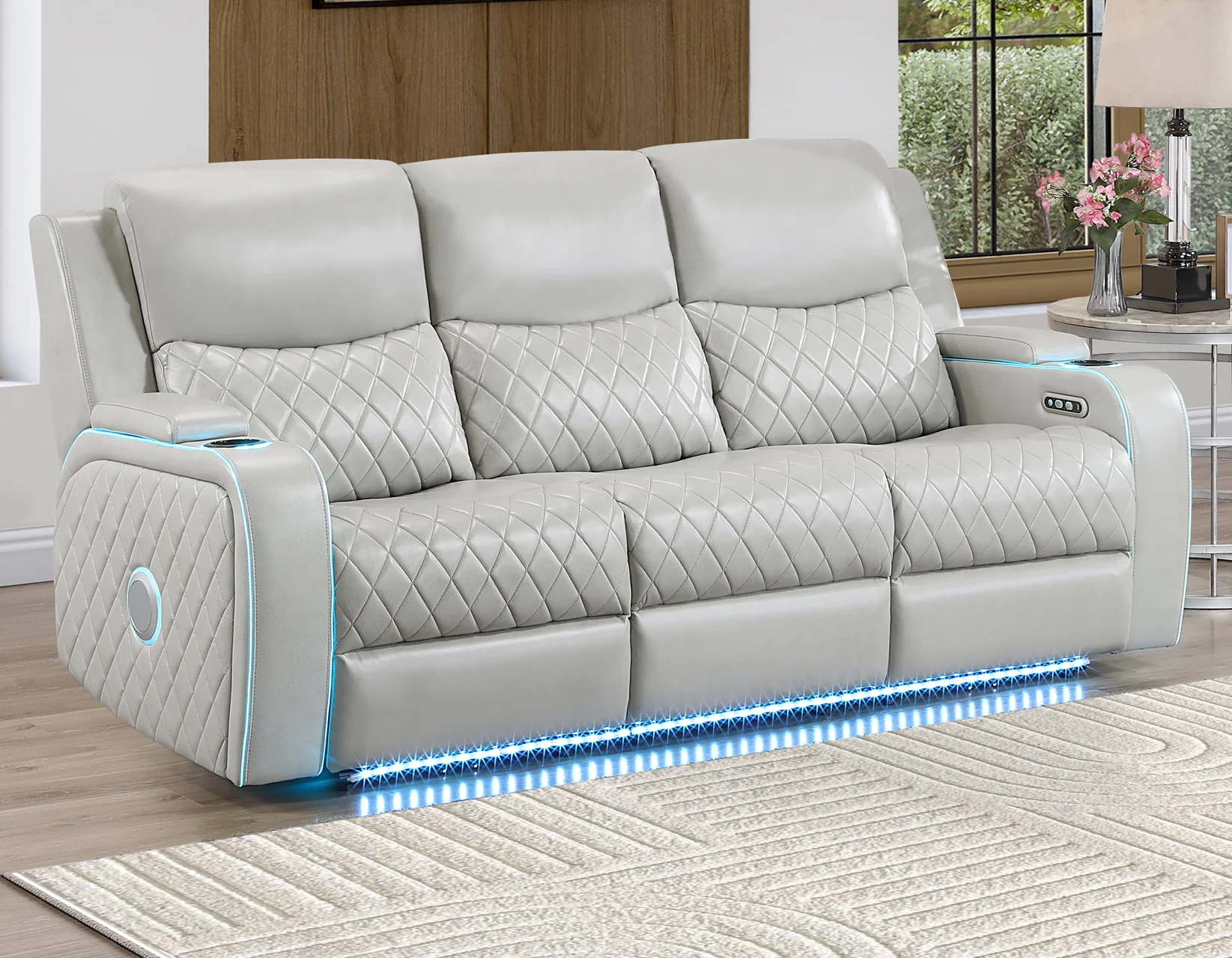 Luna Ice Vegan Leather 3-Piece Home Cinema Power Reclining Set - Image 6
