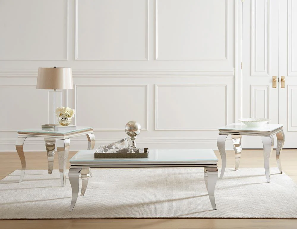 Luna White/Chrome Rectangle Coffee Table - Image 3
