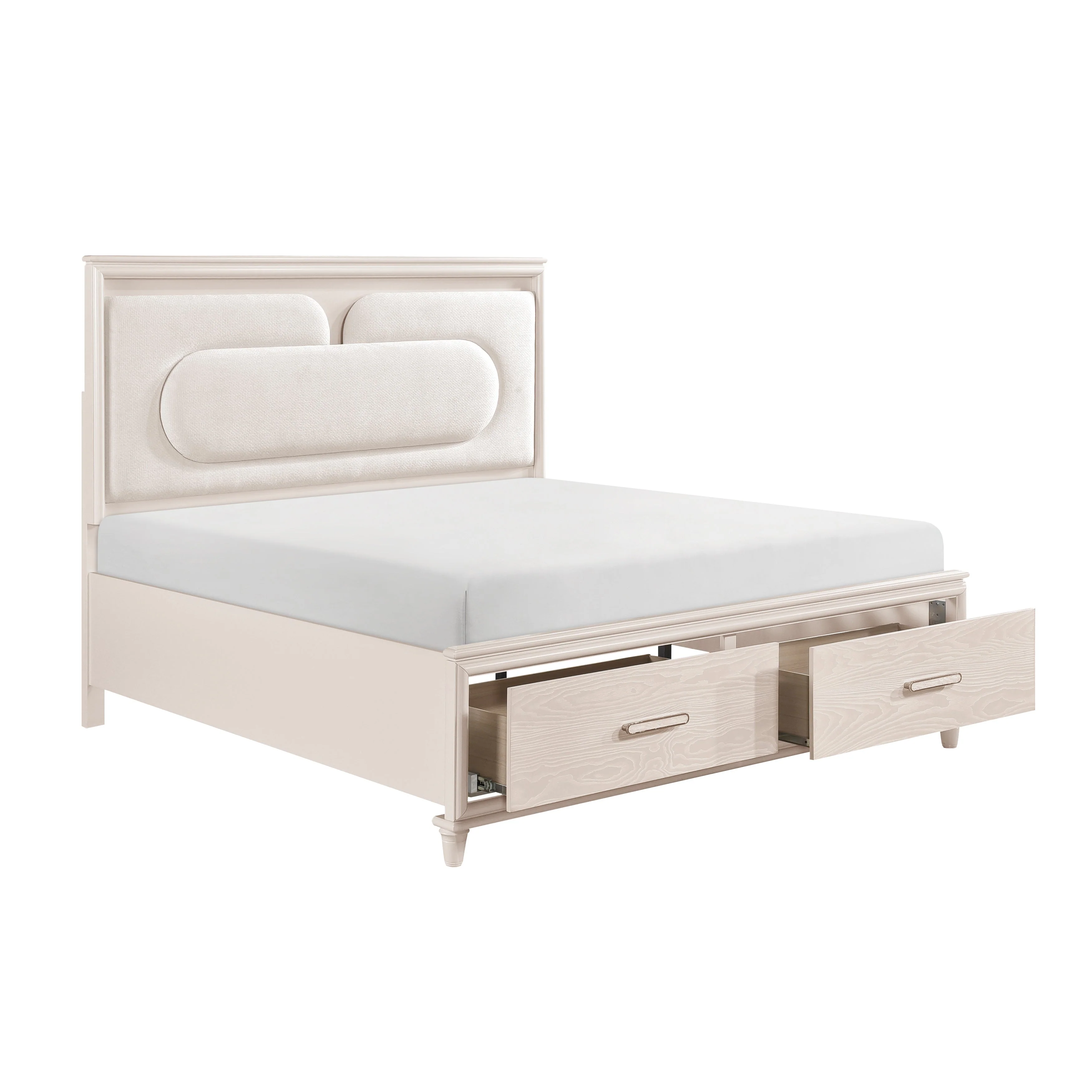 Lunaris Beige California King Platform Bed with Footboard Storage - Image 5