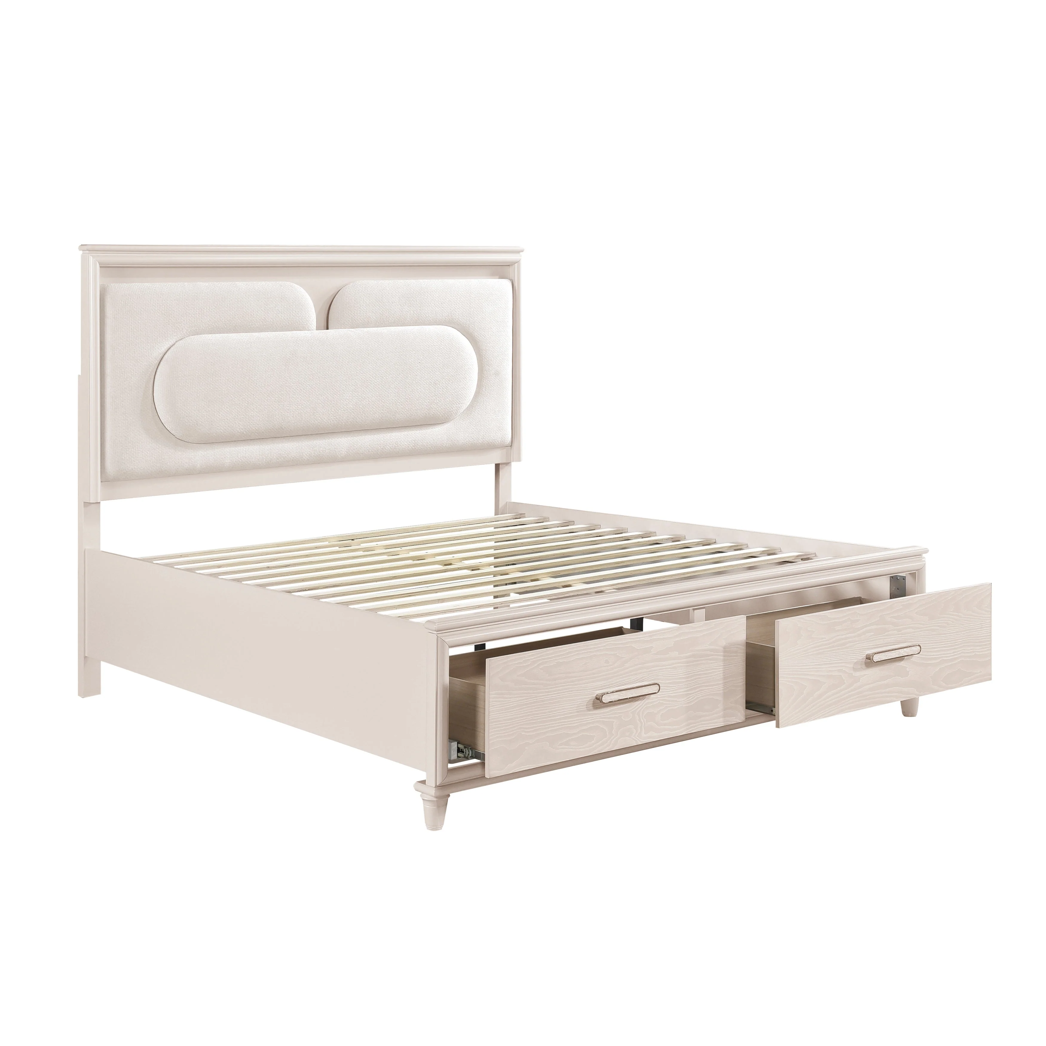 Lunaris Beige King Platform Bed with Footboard Storage - Image 8