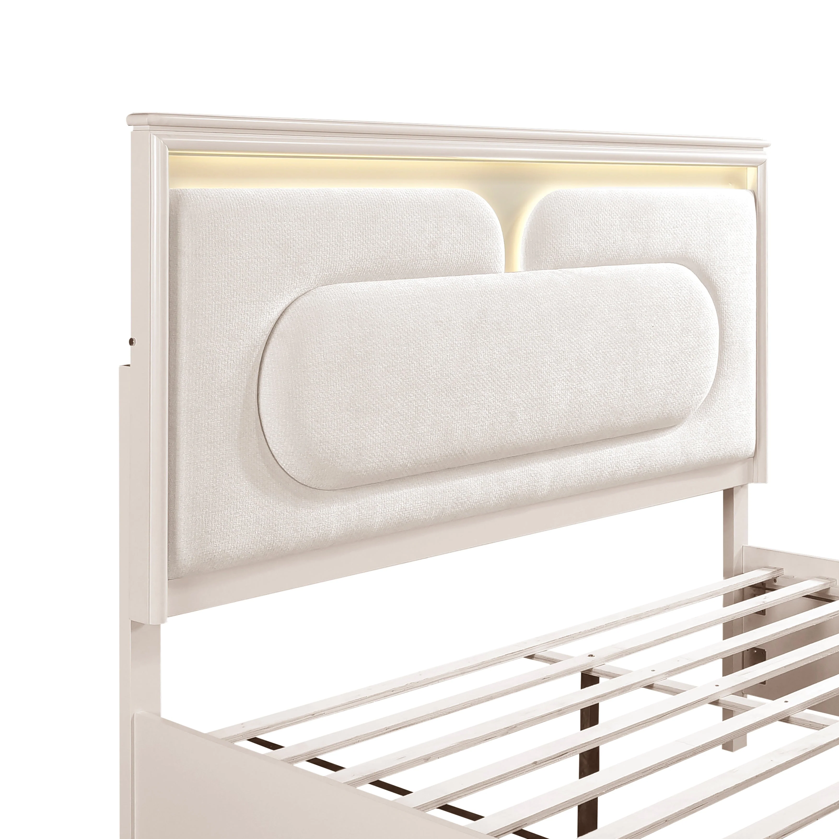 Lunaris Beige Queen Platform Bed with Footboard Storage - Image 13