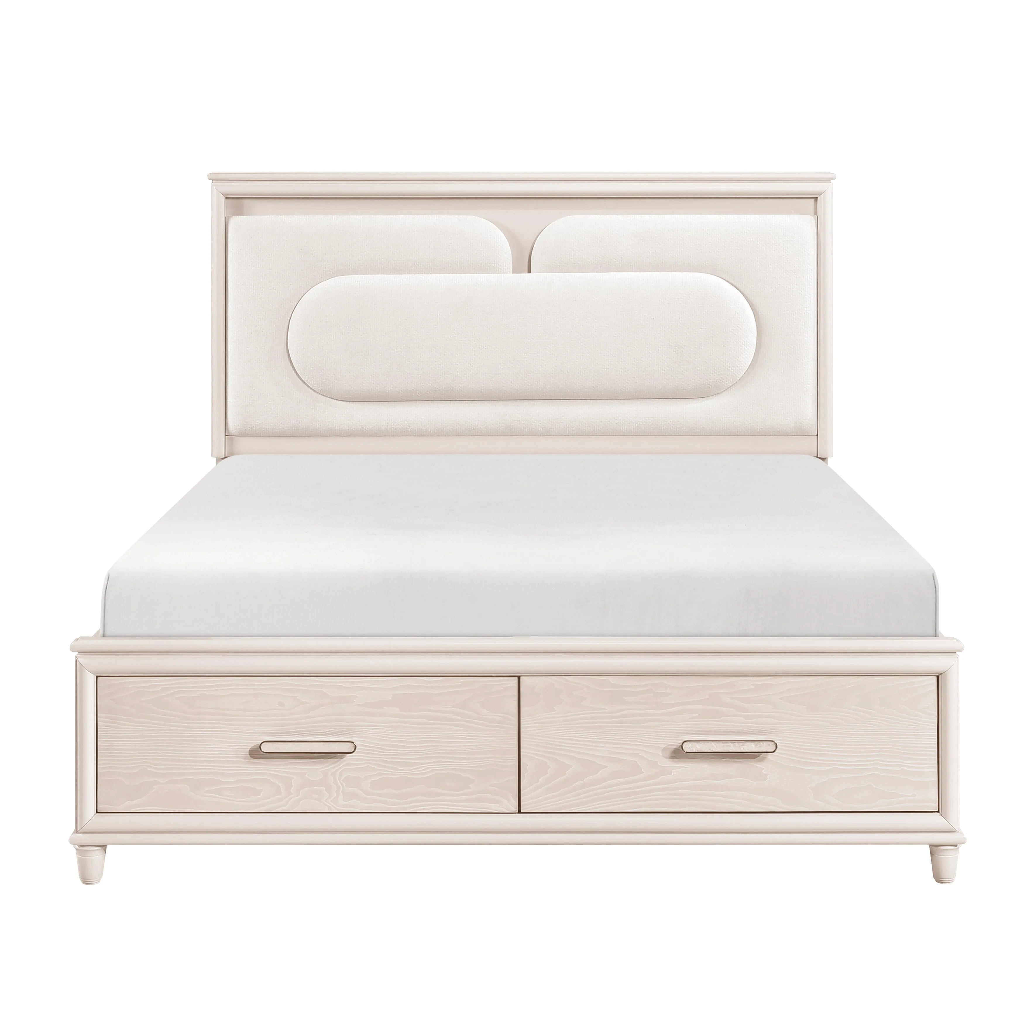 Lunaris Beige Queen Platform Bed with Footboard Storage - Image 3