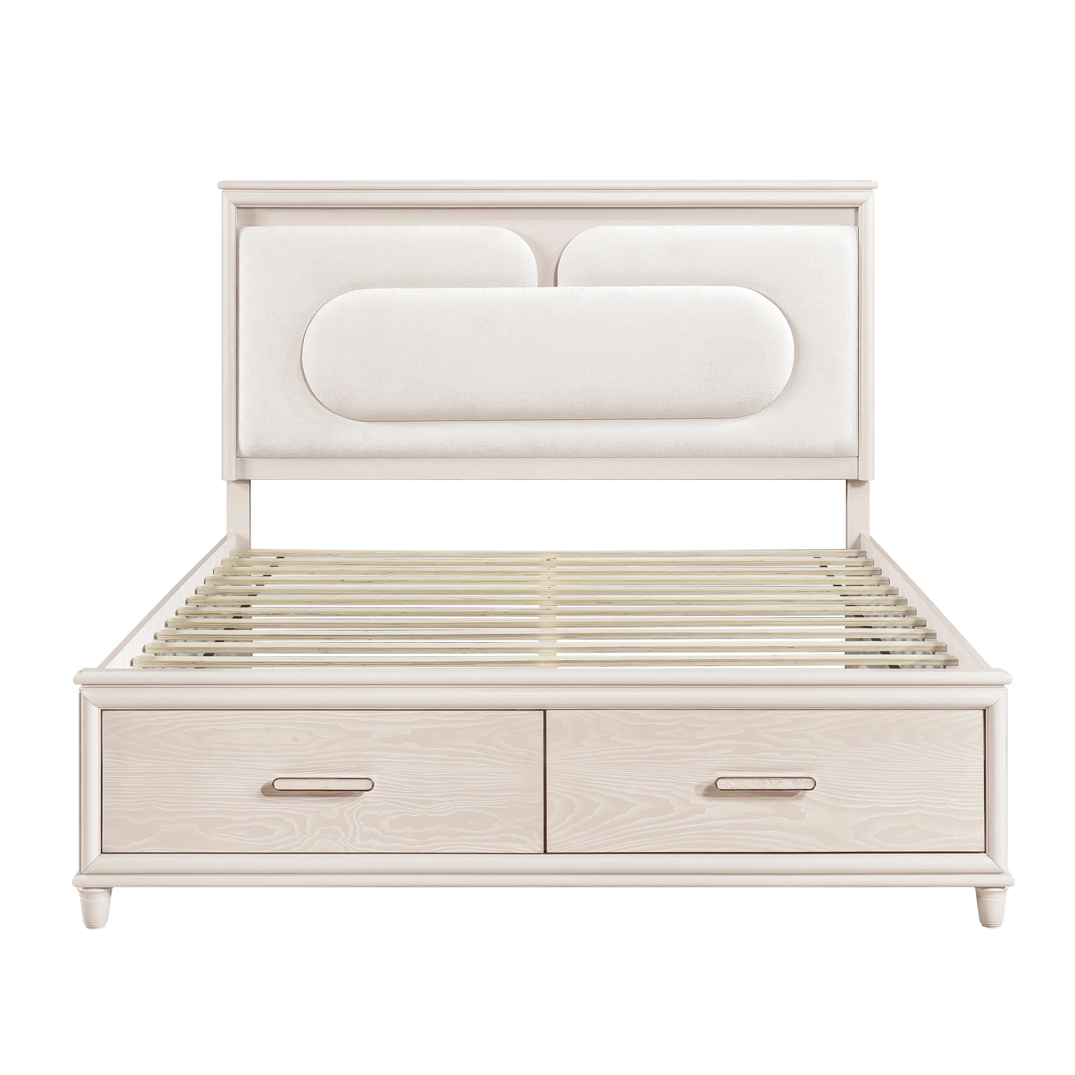 Lunaris Beige Queen Platform Bed with Footboard Storage - Image 4