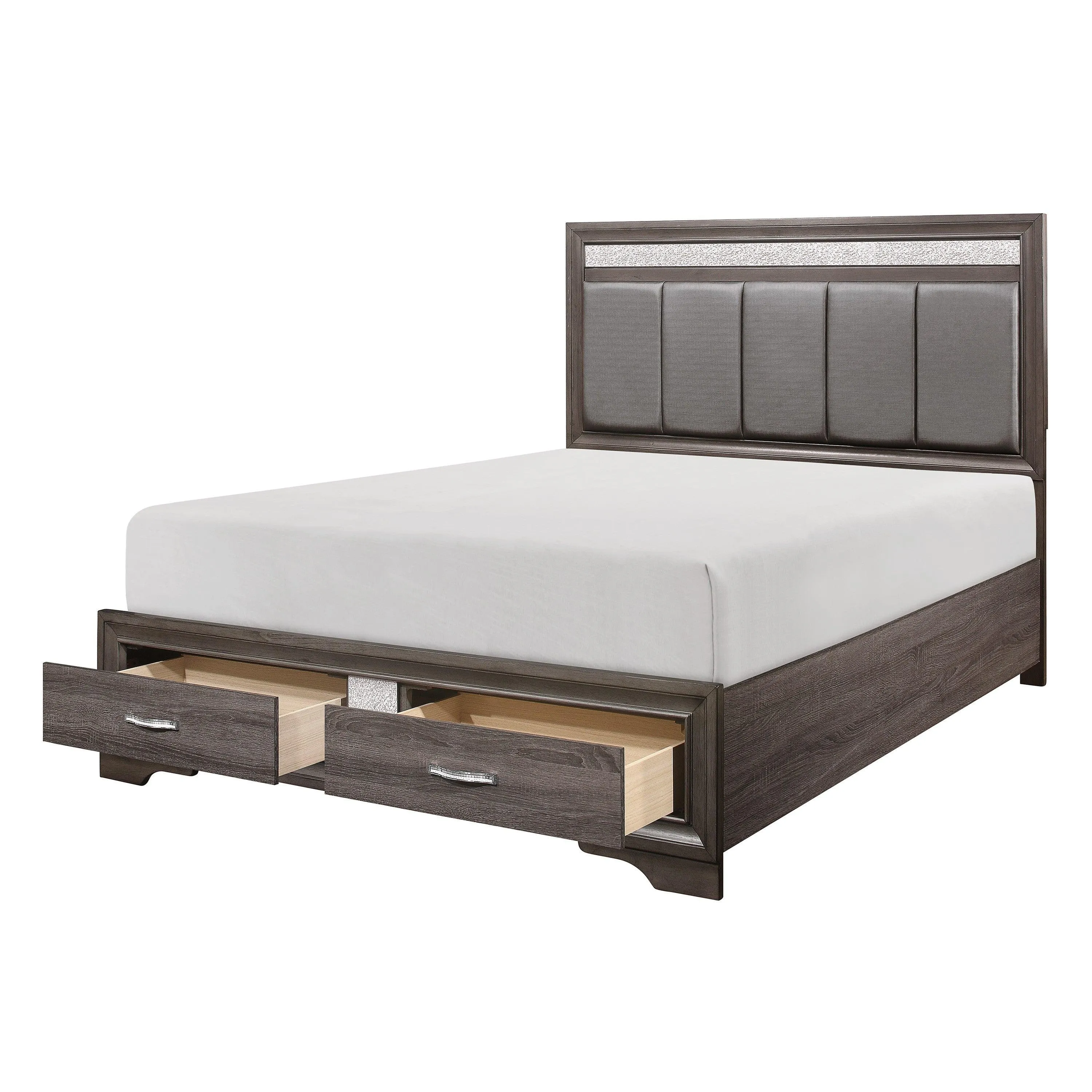 Luster Gray Queen Upholstered Storage Platform Bed - Image 3