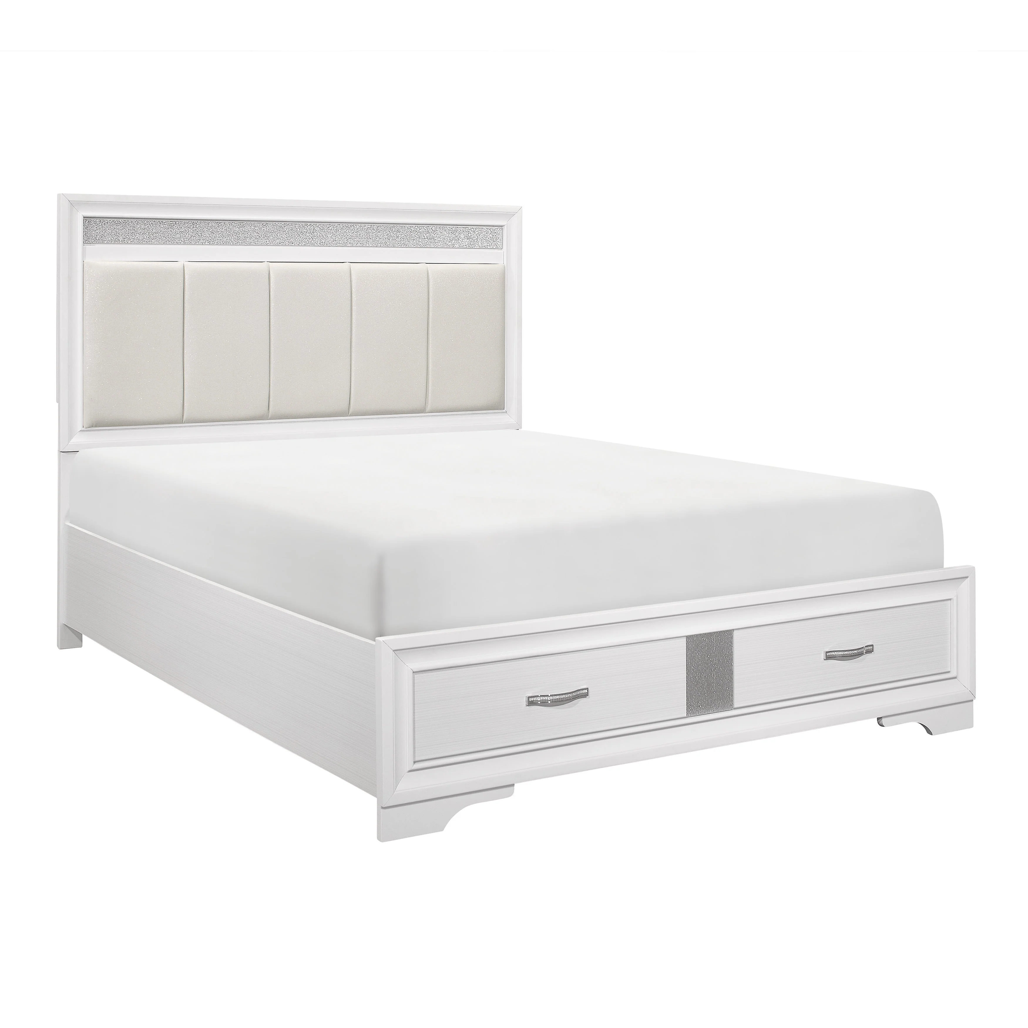 Luster White California King Upholstered Storage Platform Bed - Image 2
