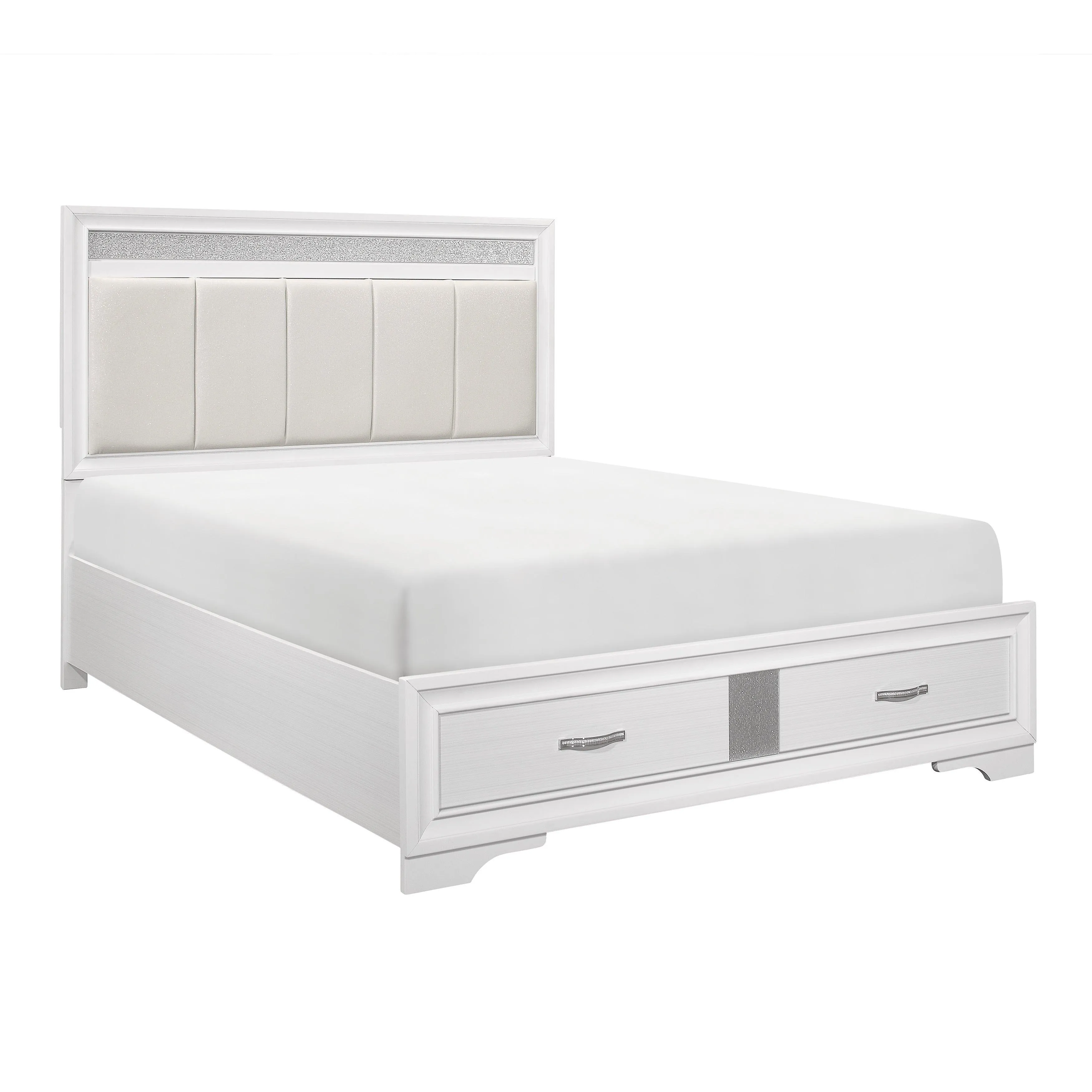 Luster White Queen Upholstered Storage Platform Bed - Image 6
